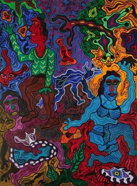 CHRISTIAN ESCTAL (NE EN 1955)
Détente avec la nature Acrylique sur toile. Signée sur la gauche. H: 130 x L: 97 cm