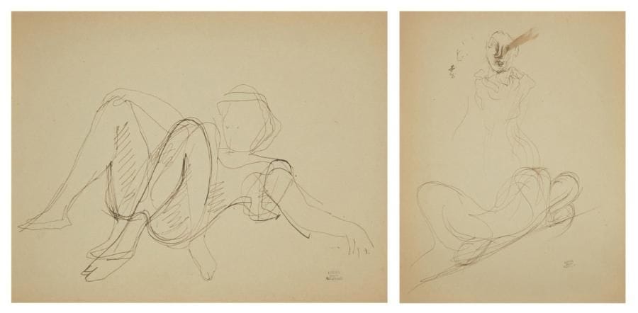 Lucien COUTAUD (1904-1977)
Études de nus Deux encres. Portent le cachet de la vente de l'atelier. 22 x 17 cm chaque