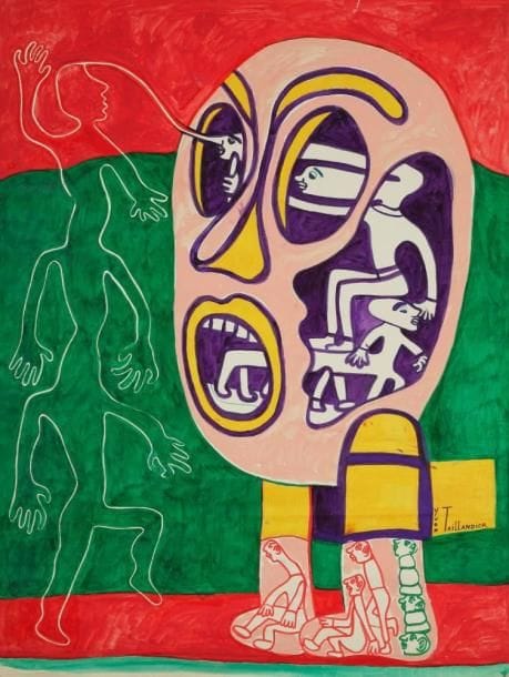 Yvon TAILLANDIER (né en 1926)
Capitipède, vers 1979 Encre et gouache. Signée en bas à droite. H: 96 x L: 72 cm