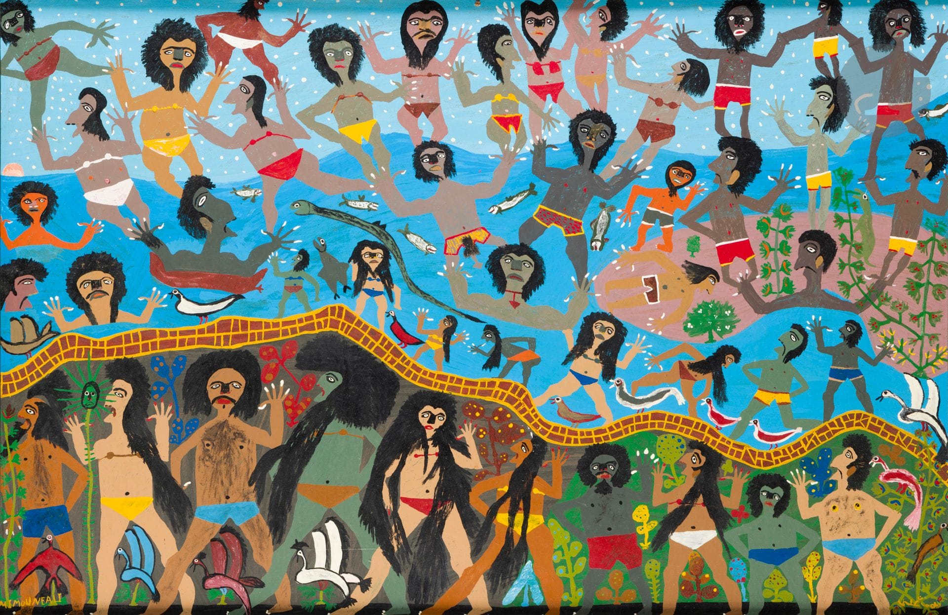 Ali MAIMOUNE [marocain] (né en 1956)
Journée festive à la mer
Huile sur isorel.
Signée en bas à gauche.
Numérotée au dos.
77,5 x 120 cm