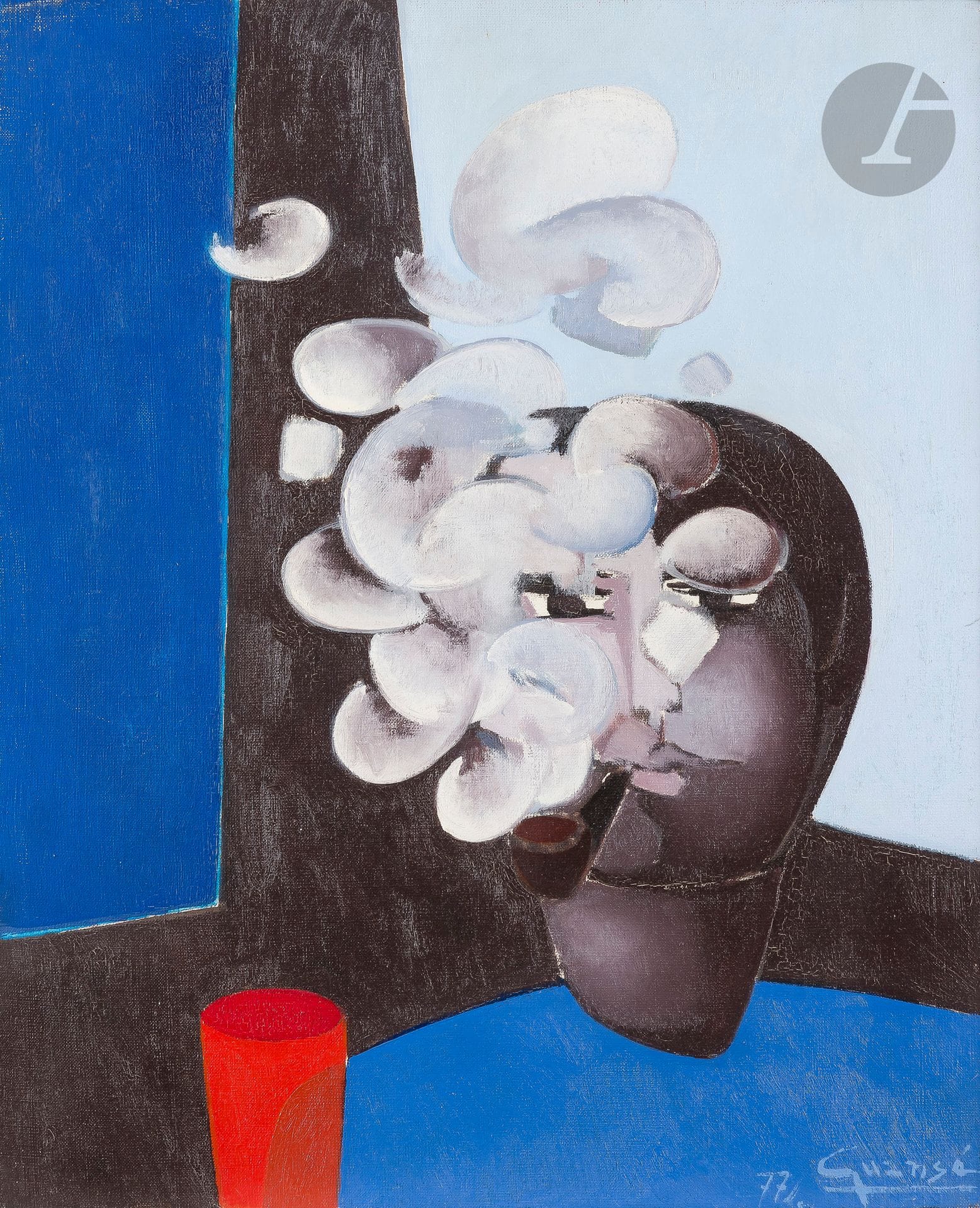 Antonio GUANSÉ (1926-2008)
Smoker, 1977
Oil on canvas.
Signed and dated lower right.
Signed, dated and titled on back.
61 x 50 cm