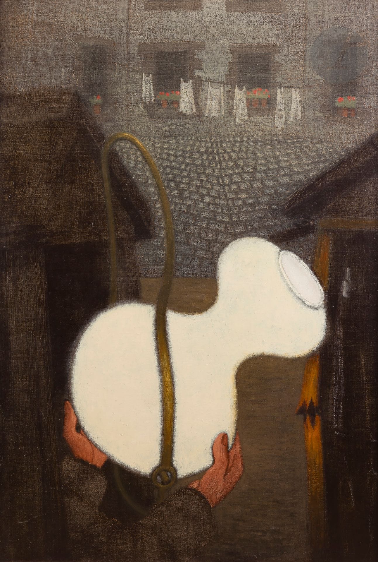 Christian LEMESLE (1932-2000)
La Lampe, 1962
Huile sur toile.
Signée, datée et titrée au dos.
130 x 89 cm

Exposition : 
Galerie du Dragon, Paris (étiquette au dos).