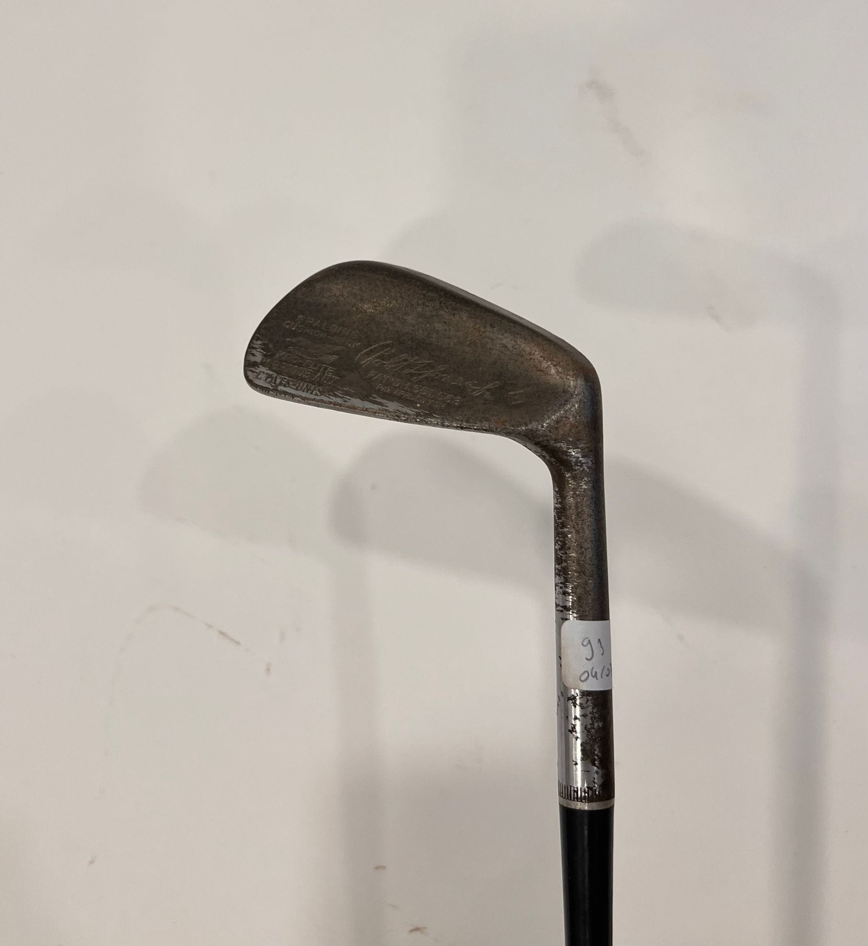 Suite of four irons, 5, 6, 7 &amp; 8. SPALDING KRO-FLITE. Seagull brand, made in the USA. Cushion-Neck, signed Robert T. Jones, with the ace of diamonds mark. Bamboo-style steel handles, grips redone, rubberized band, damaged. Circa 193 ?