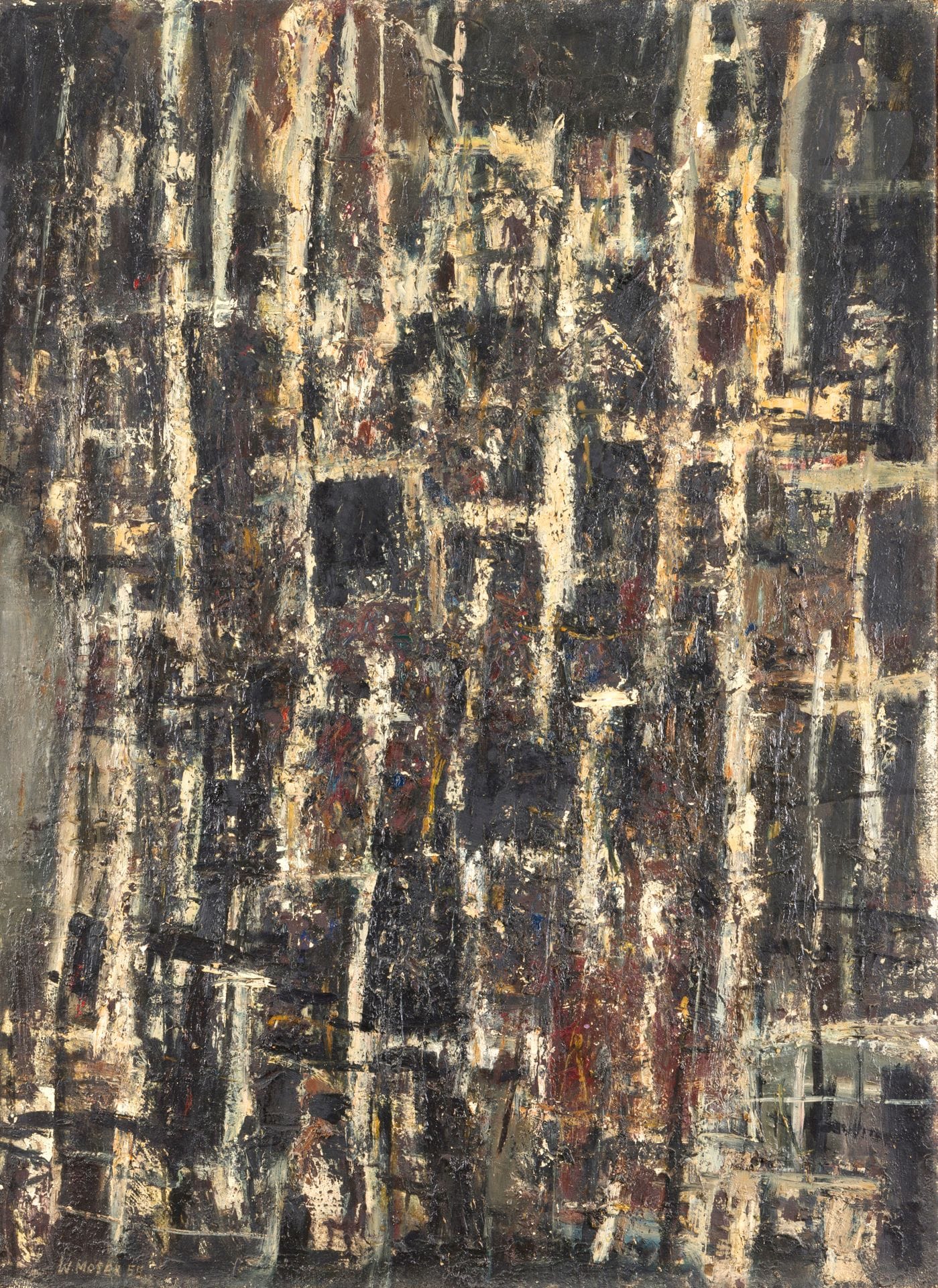 Wilfrid MOSER [suisse] (1914-1997)
Cathédrale de Rouen, 1953-1955
Huile sur toile.
Signée et datée en bas à gauche.
(Restaurations).
100 x 73 cm

Expositions : 
- Kunsthalle, Berne, n° 0701.
- Kunstmuseum, Lucerne, n° 15.
- Wilfrid Moser, Kunsthaus, Zurich, 3 septembre - 31 octobre 1993, catalogue, n° 72, reproduit p. 87 (étiquettes sur le châssis).

Bibliographie : 
Wilfrid Moser. Wegzeichen Werke 1934-1997, Kunstmuseum, Berne, Scheiddegger & Spies, 2009, n° 65, reproduit p. 110.