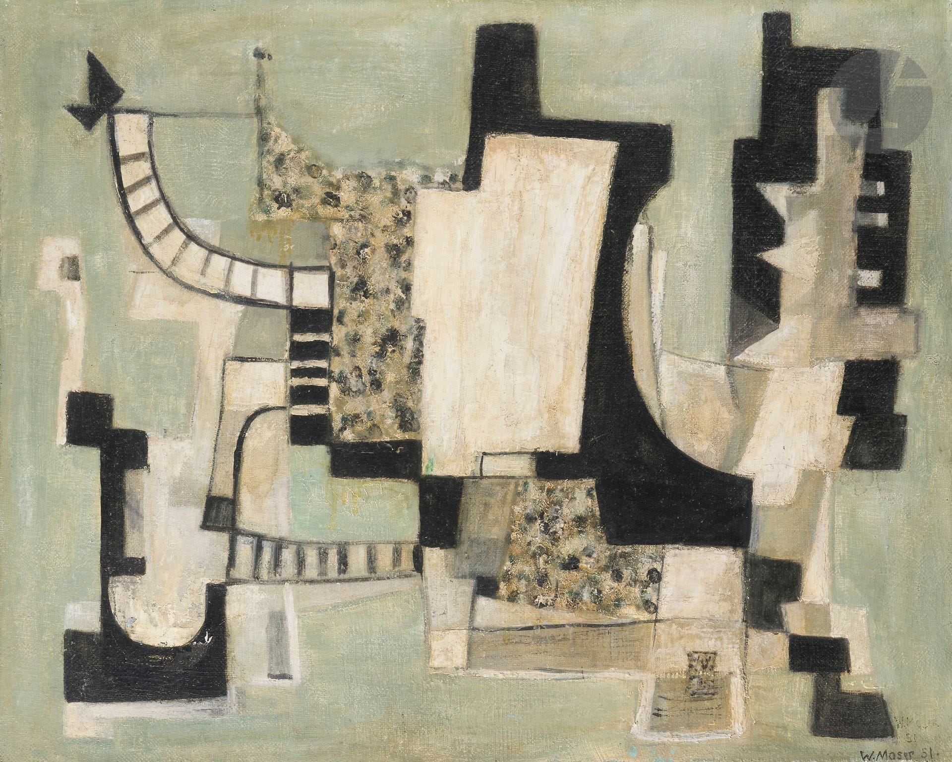 Wilfrid MOSER [suisse] (1914-1997)
Cathédrale, 1951
Huile sur toile.
Signée et datée en bas à droite.
(Petits manques).
65 x 81 cm