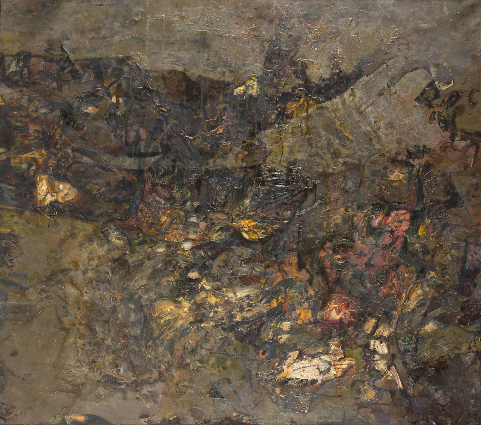 Louis NALLARD (1918-2016)
Les Taureaux d’Avila, 1978
Huile sur toile.
Signée en bas à gauche.
Signée, datée et titrée sur le châssis.
(Restaurations).
120 x 135 cm

Provenance :
Galerie Jeanne Bucher, Paris (étiquette sur le châssis).