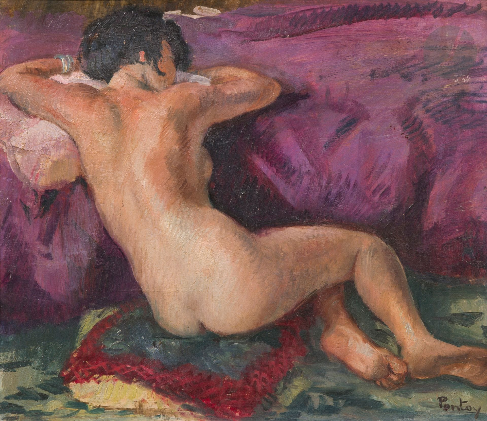 Henri-Jean PONTOY (1888-1968)
Oriental nude
Oil on panel.
Signed lower right.
37 x 42.5 cm