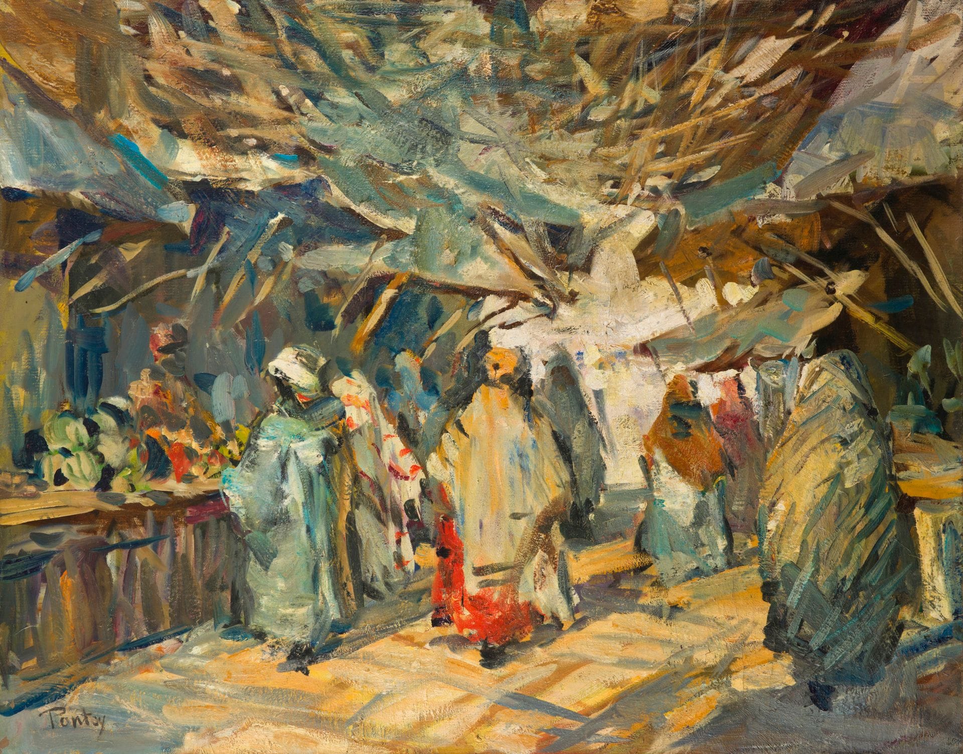 Henri-Jean PONTOY (1888-1968)
Souk à Marrakech
Huile sur toile.
Signée en bas à gauche.
73 x 92 cm