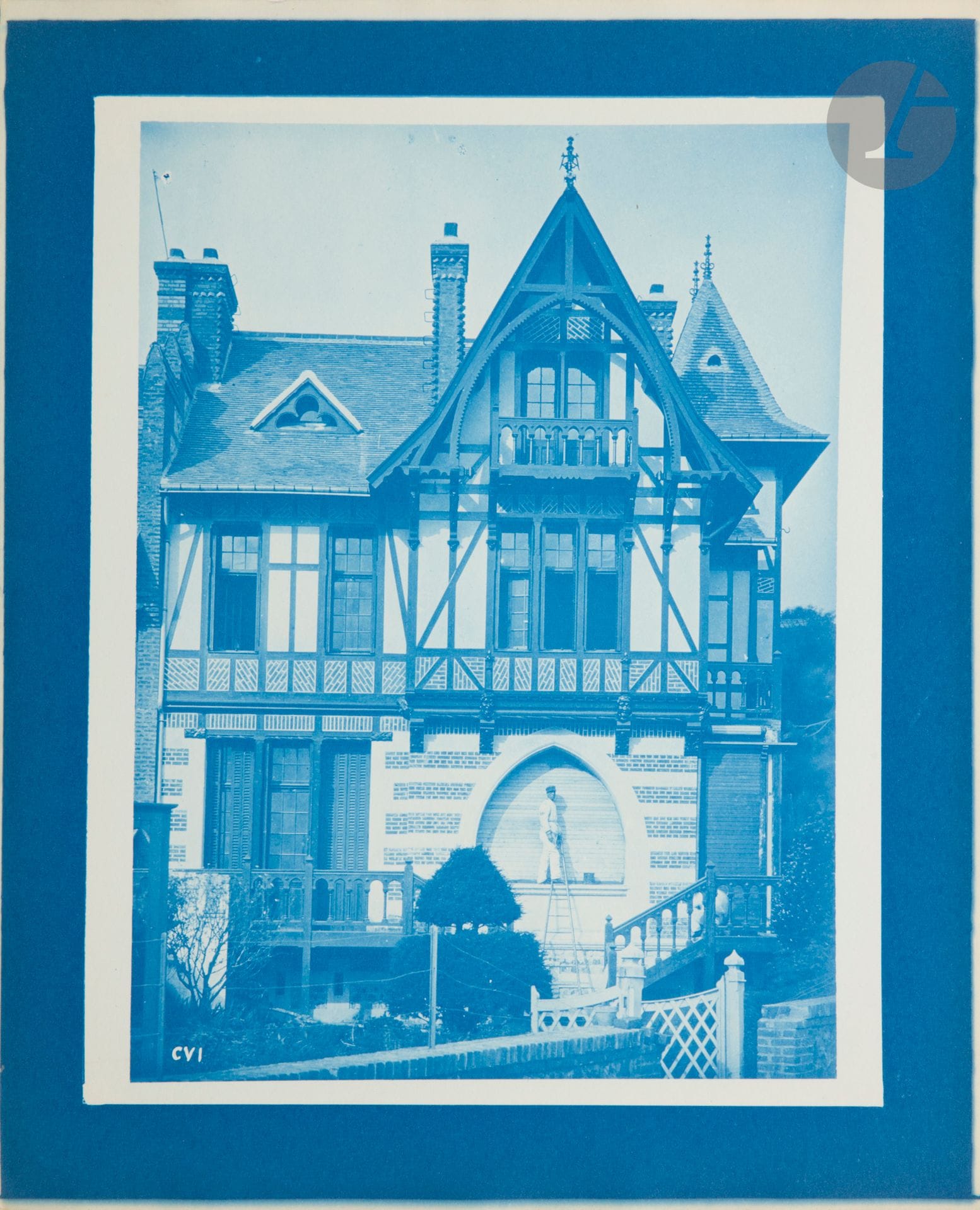 Albert Lévy (1847-1931)
Norman villas, c. 1900.
Puys. Trouville. Cabourg. Fécamp. Hennequeville. Deauville. Dieppe. Le Havre. Houlgate. Villers-sur-Mer. Villerville. Dives-sur-Mer. Dinard. 
36 period cyanotypes with their title pages printed in cyanotype. 
Average format: 25 x 30.5 cm with margins.