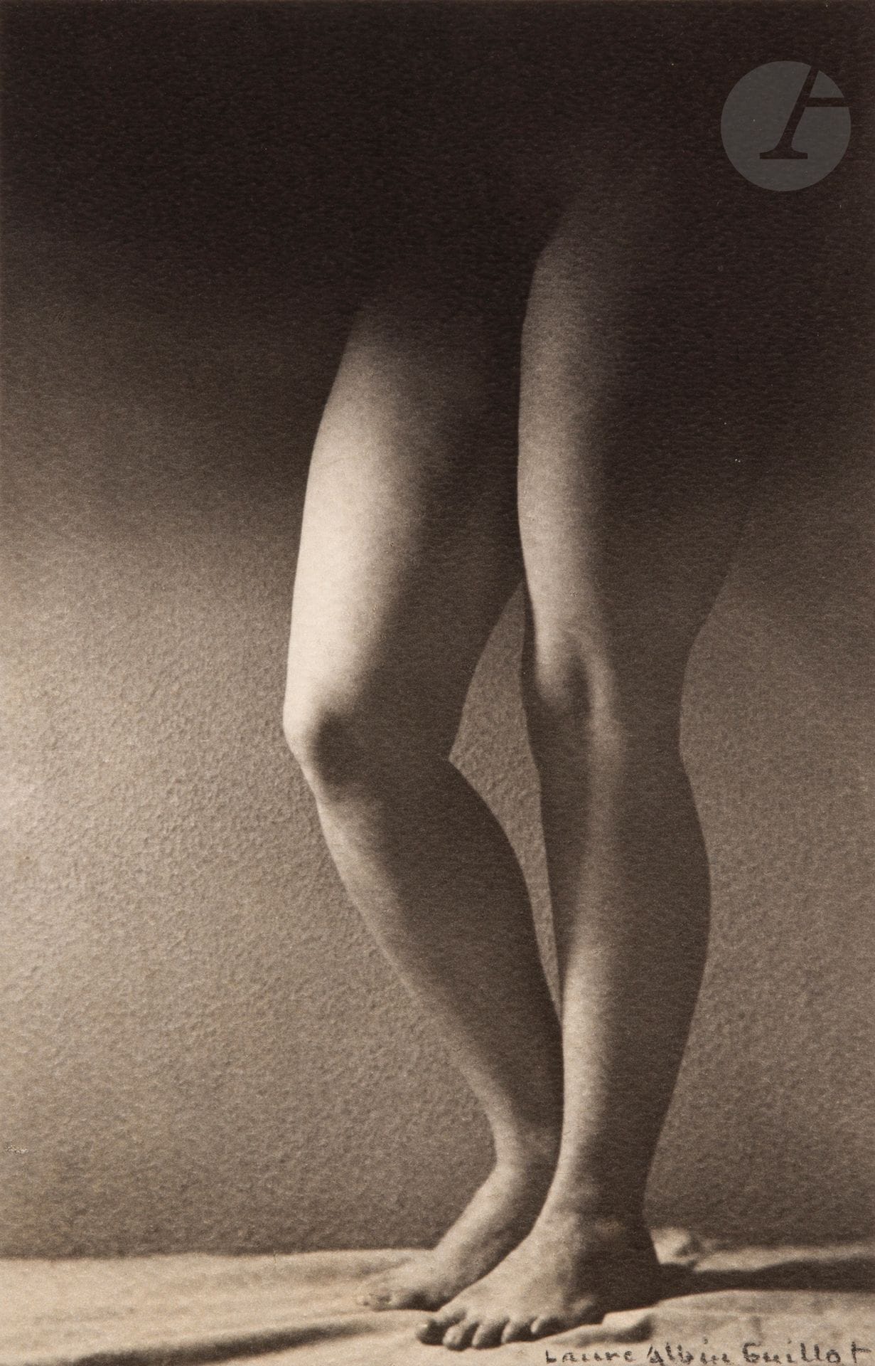 Laure Albin Guillot (1879-1962)
Nu féminin [jambes], 1937.
Épreuve Fresson signée au crayon en bas à droite.
36 x 24,5 cm

Bibliographie :
- Laure Albin-Guillot, Henri de Montherlant, La déesse Cypris. Douze études de nus par Laure Albin-Guillot, Paris-Bordeaux, Henri Colas & Rousseau Frères éditeurs, 1946, pl. VI.
- Annick Lionel-Marie, Alain Sayag (dir), Collection de photographies du musée national d’art moderne 1905-1948, Paris, Éditions du Centre Pompidou, 1996, p. 35.