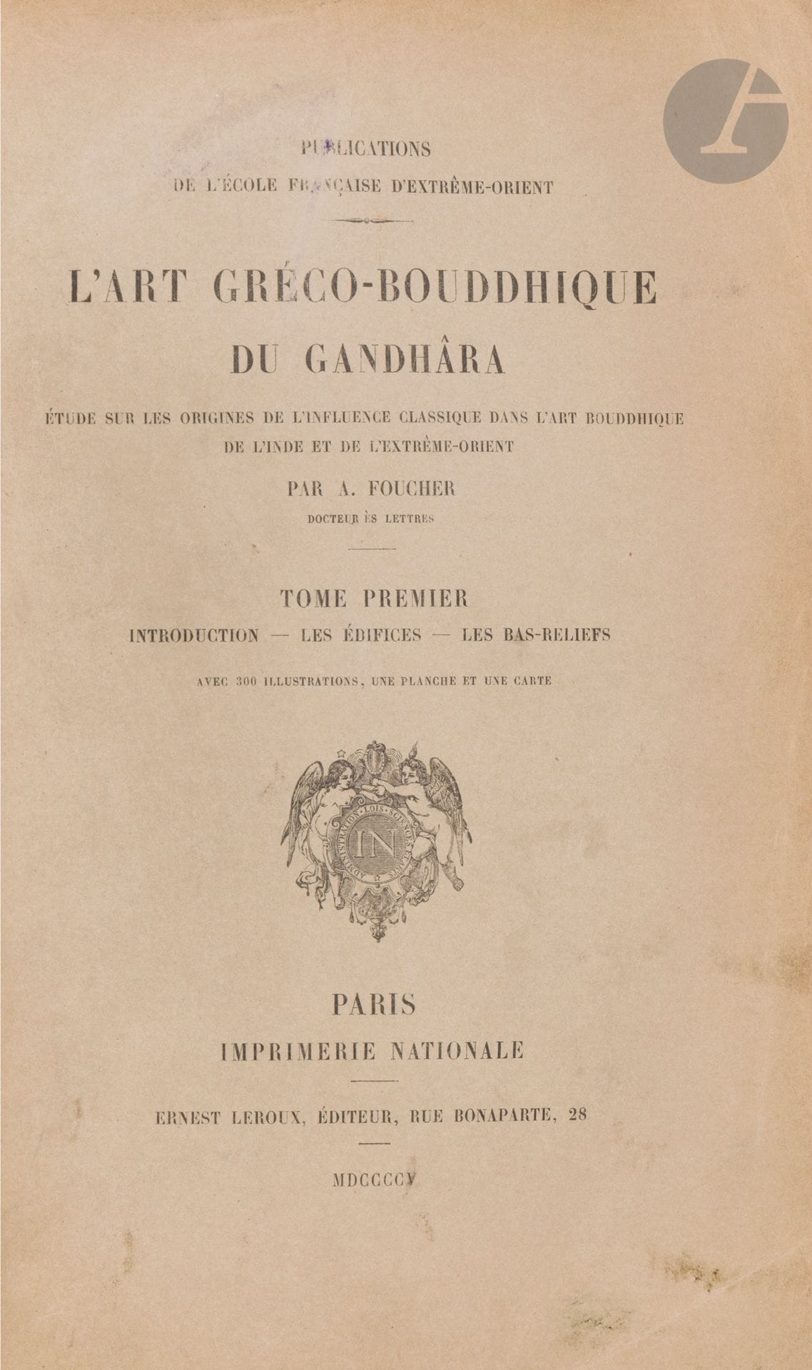 Quatre ouvrages : 
- Foucher Alfred, L’Art Gréco-bouddhique du Gandhara, Imprimerie Nationale, 1905, 1918, 1922 (3 vol.).
- Lawrence Walter R., The Valley of Kashmir, Londres, 1895.
- Collection van der Heydt, Krystall-Verlag, Vienne, 1936.
- Salmony Alfred, La Sculpture au Siam, Paris et Bruxelles, 1925.
