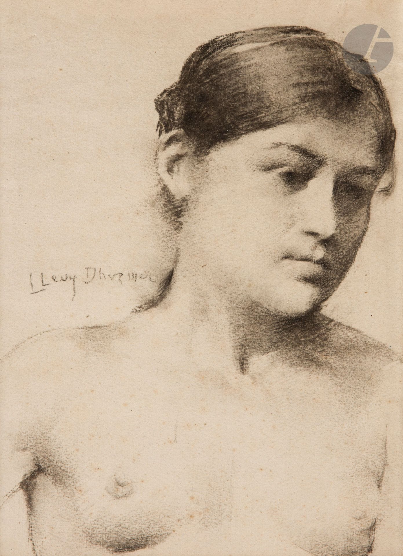 Lucien LÉVY-DHURMER (1865-1953)
Portait de femme nue
Fusain.
Signé à gauche.
29x21cm