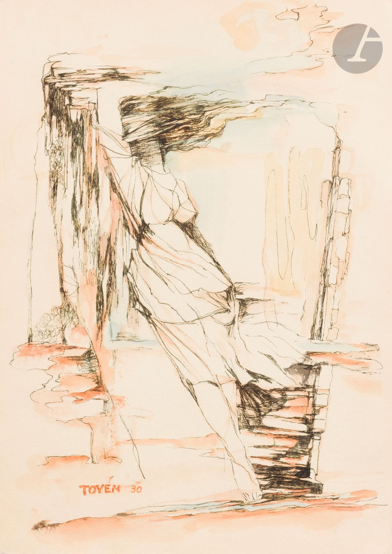 Marie Cermínová dite TOYEN (1902-1980)
Le Couple, 1930
Aquarelle et encre.
Signée et datée en bas à gauche.
34x24cm

Provenance: 
Collection du Docteur Doerler, Paris. Par descendance.