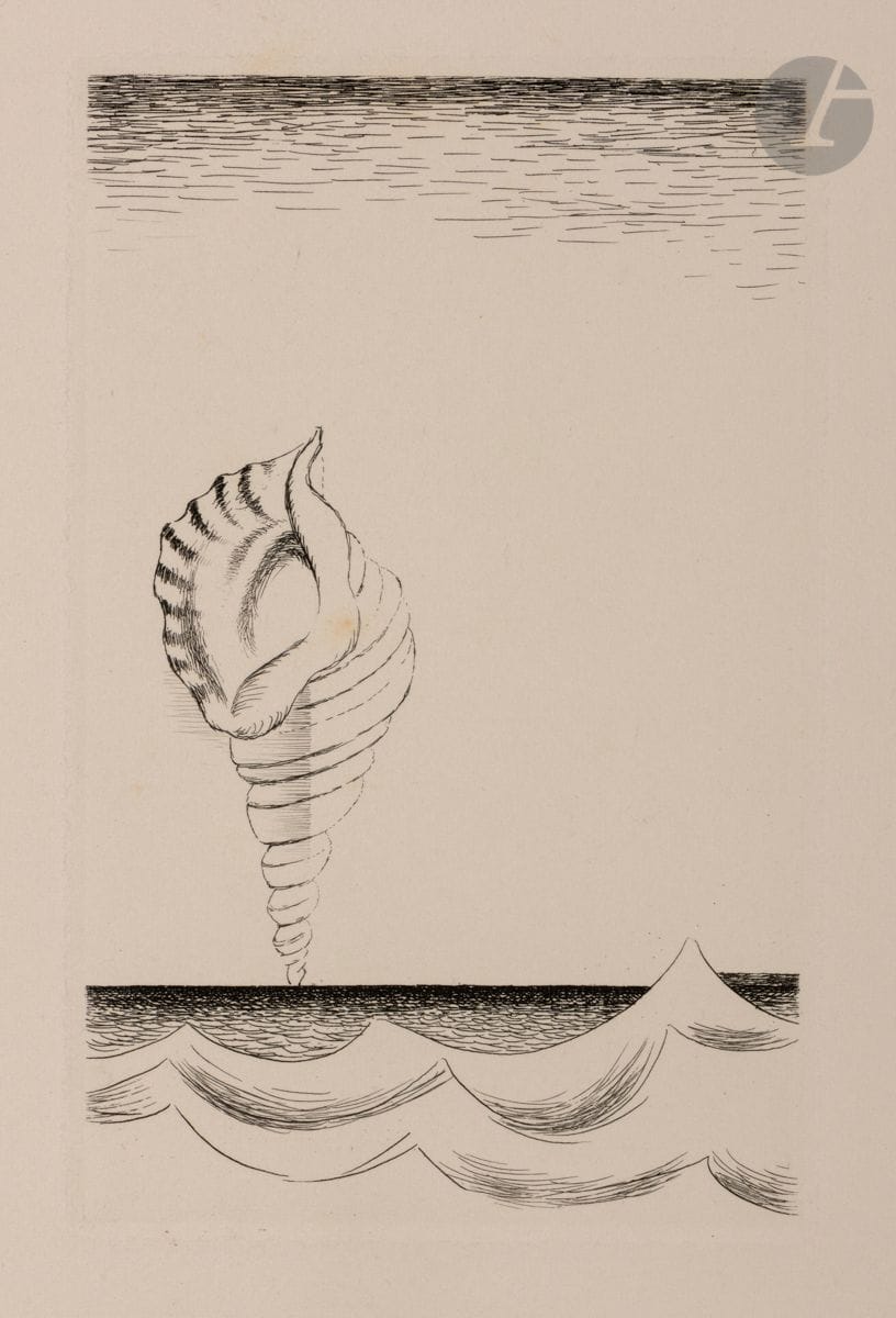 Louis Marcoussis (Ludwik Kazimierz Władysław Markus, dit) (1883-1941) 
Chantre. (Pl. 8 pour G. Apollinaire, Alcools). 1934. Eau-forte. 99 x 155. Milet 121. Très belle épreuve sur vélin blanc fort, du tirage à part à grandes marges, annotée au crayon « tiré à 10 ex. » puis dédicacée « à Jean Le Bac / souvenir de / Marcoussis ». Légères salissures et quelques rousseurs claires aux bords du feuillet.