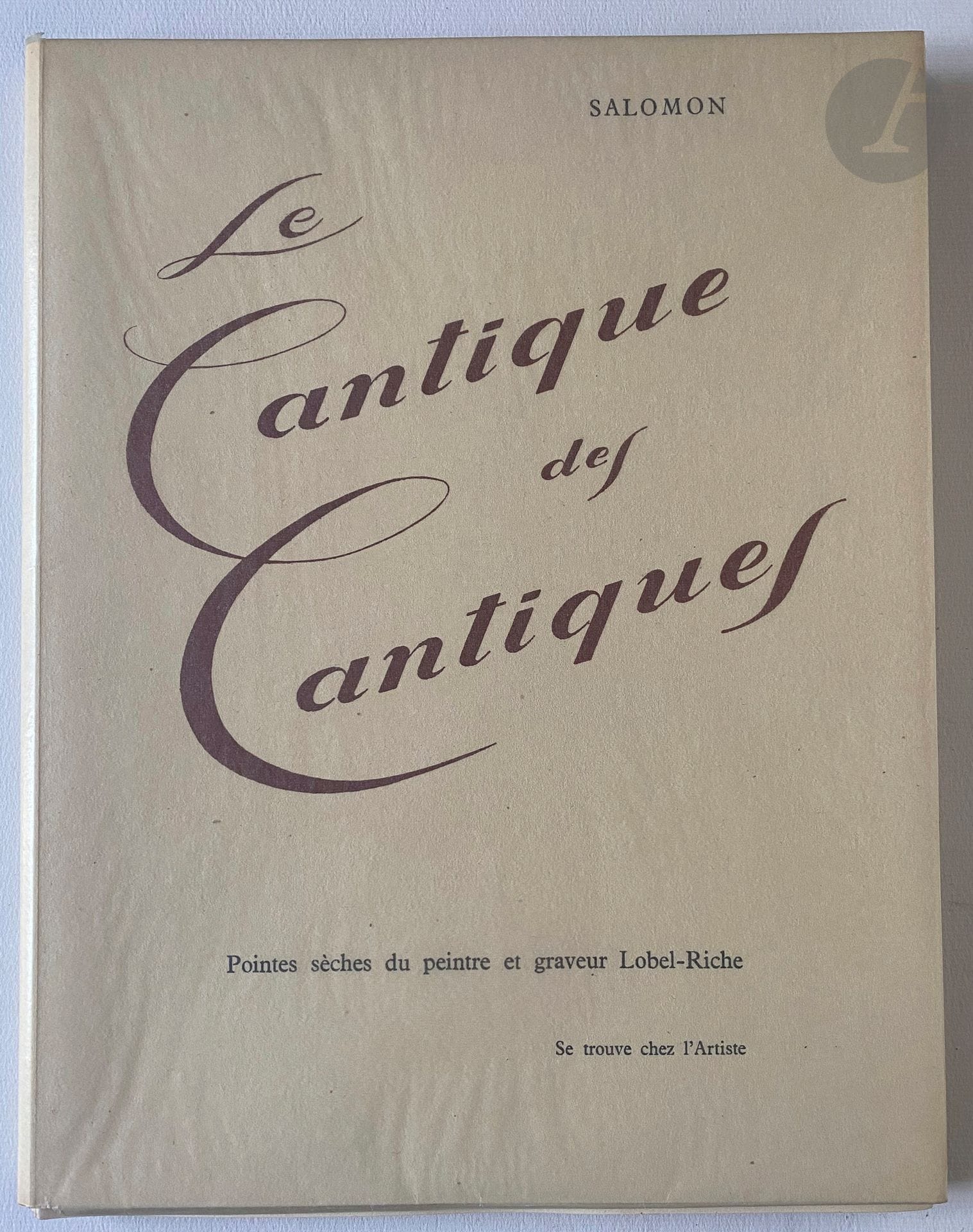 LOBEL-RICHE (Alméry) - SALOMON.
Le Cantique des cantiques.
S.l. : [Aux dépens de l'artiste, 1947]. — In-4, en feuilles, couverture rempliée, chemise et étui de l'éditeur.

Édition tirée à 200 exemplaires sur papier vélin, illustrée de 22 pointes sèches érotiques originales du peintre et graveur Alméry LOBEL-RICHE, dont 9 à pleine page.

Un des 100 exemplaires ne comprenant qu'un seul état des gravures.

Quelques défauts d'usage à la chemise et l'étui.