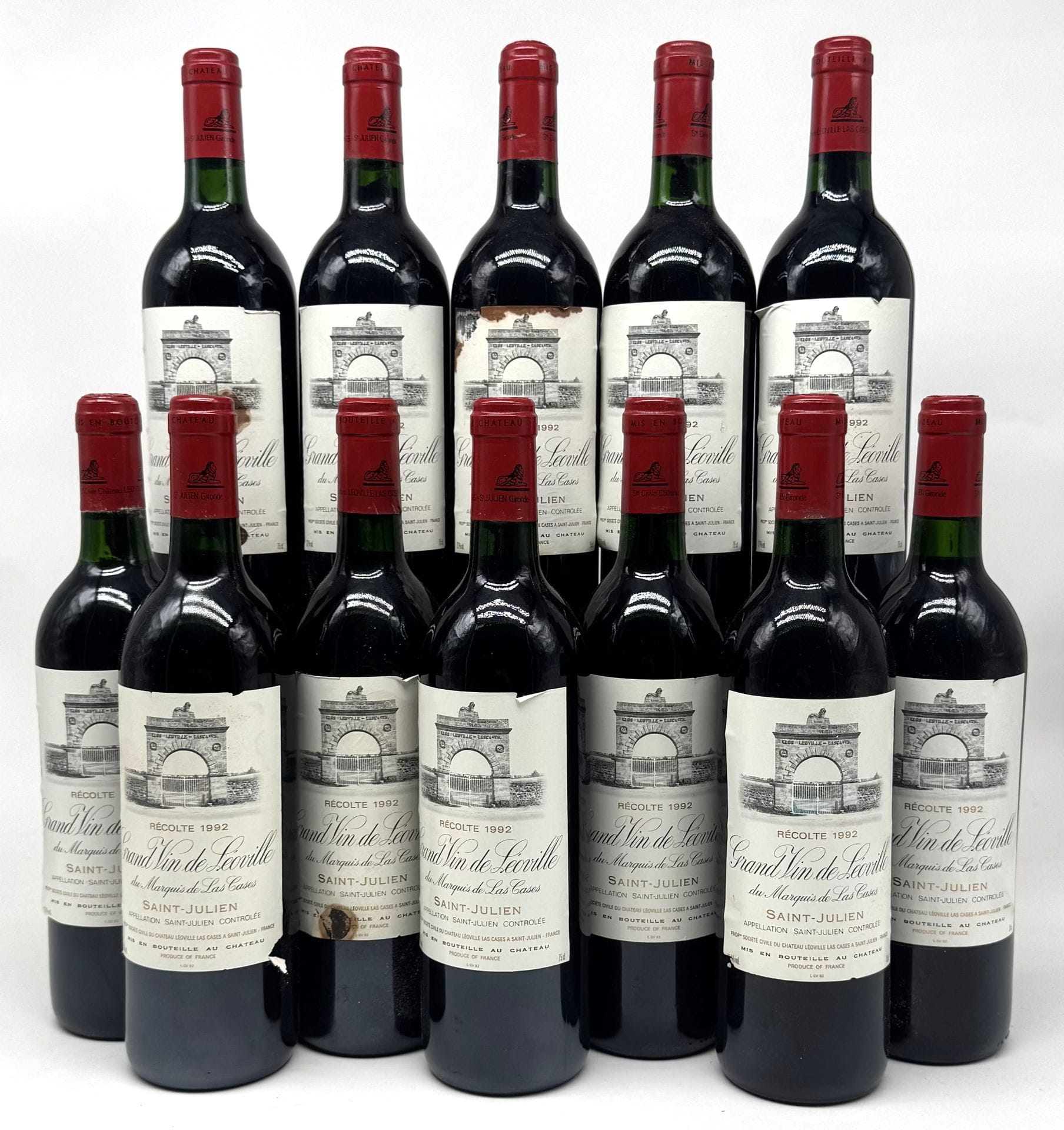 12 B CHÂTEAU LÉOVILLE LAS CASES (Caisse Bois d'origine) (4 T.L.B.+; e.a.), GCC2 Saint-Julien, 1992