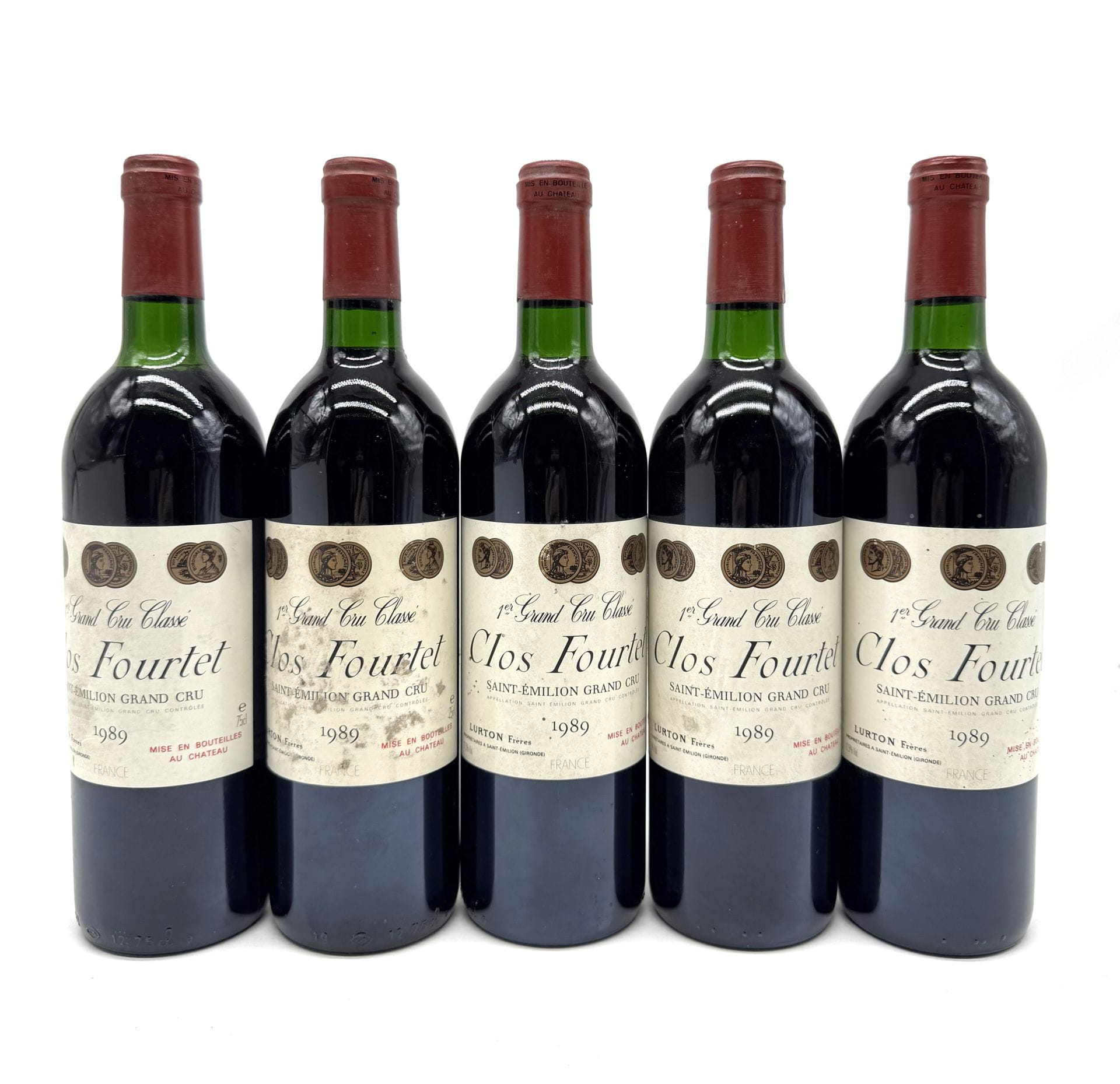5 B CLOS FOURTET (1 B.G; 2 T.L.B.+; 1 T.L.B; e.t.h; 1 c.l.a.), GCC1B Saint-Emilion, 1989