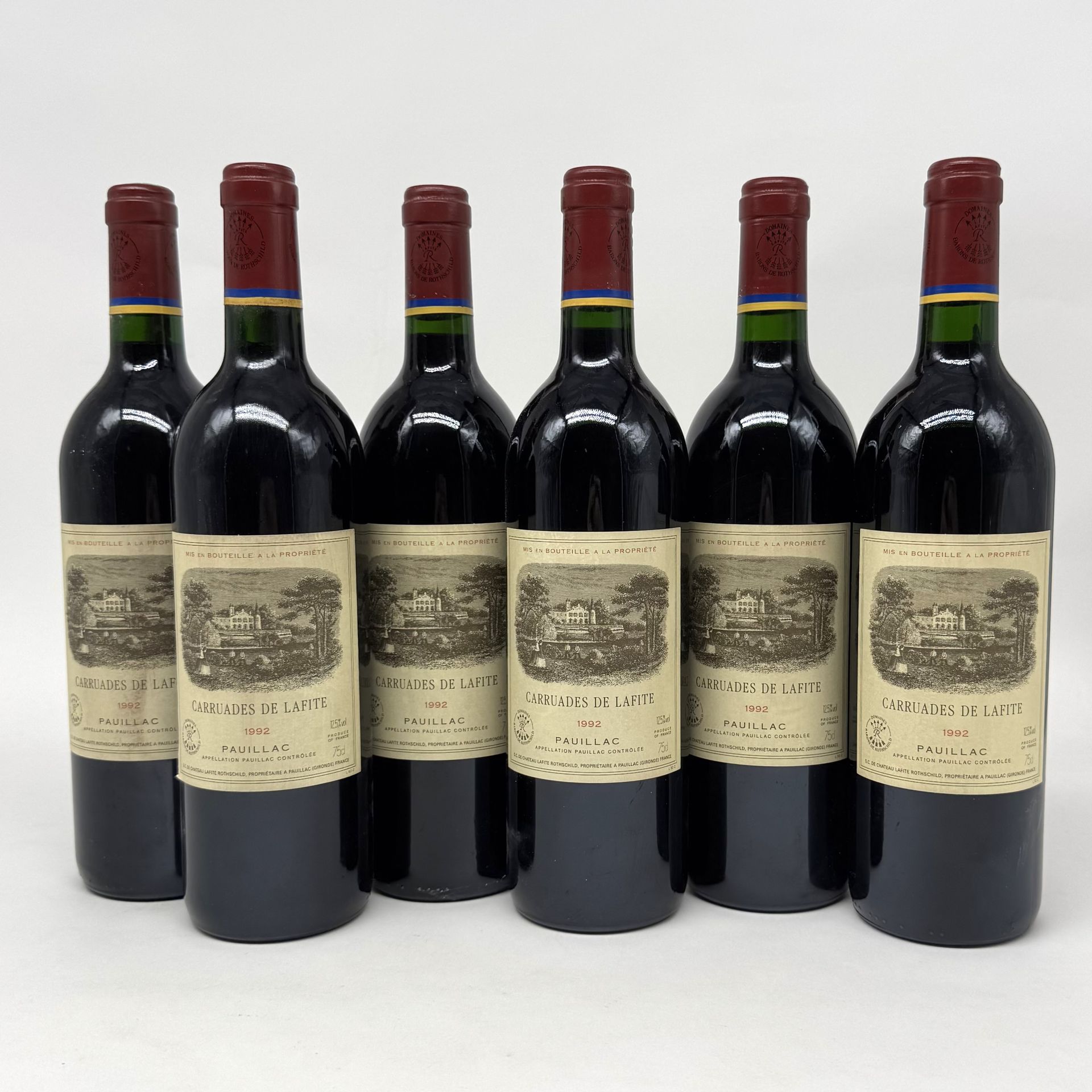 6 B CARRUADES DE LAFITE (Dirty wood case), Pauillac, 1992