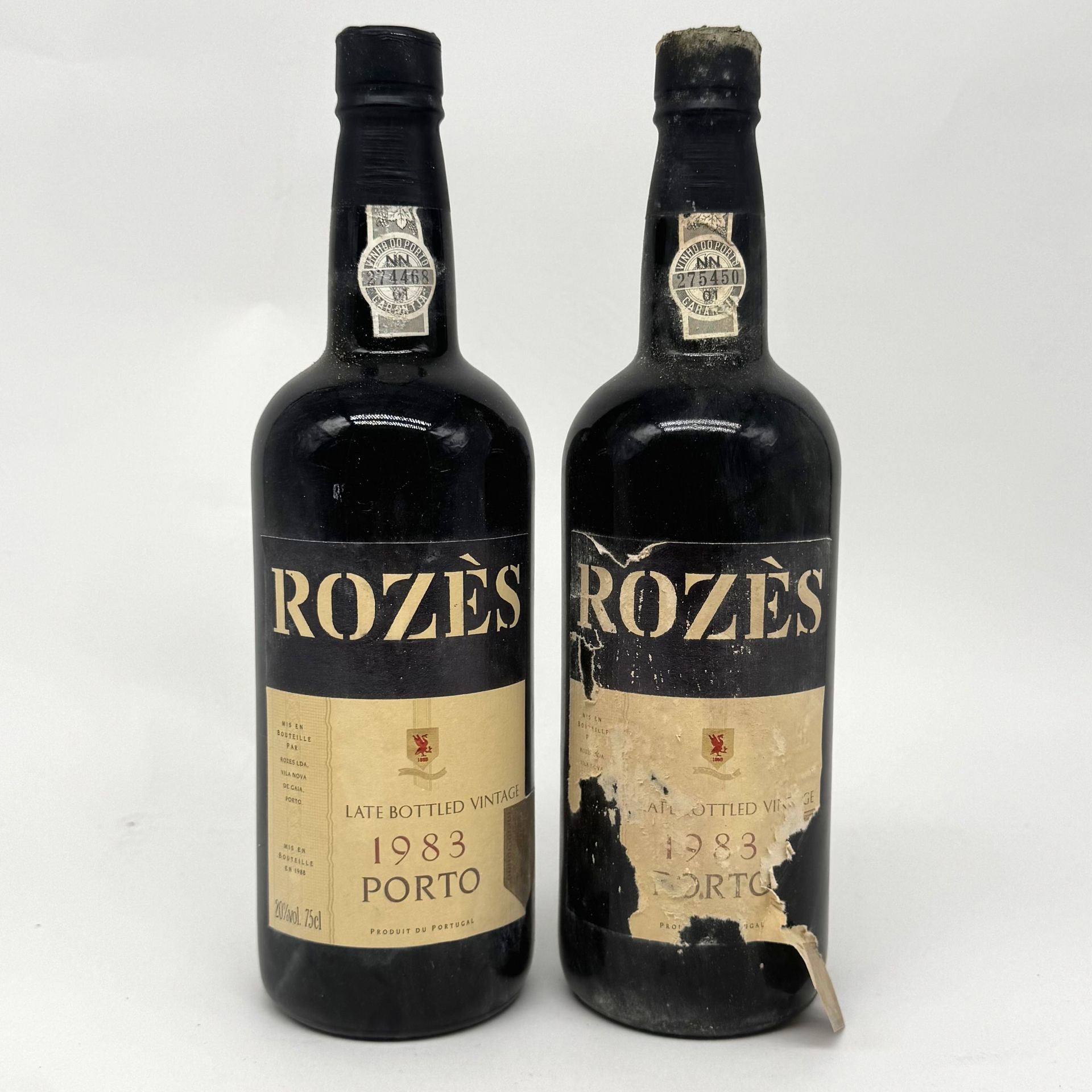 2 B PORTO LATE BOTTLED VINTAGE (Caisse Bois d'origine sale) (1 e.t.a; mise en bouteille en 1988), Rozes, 1983