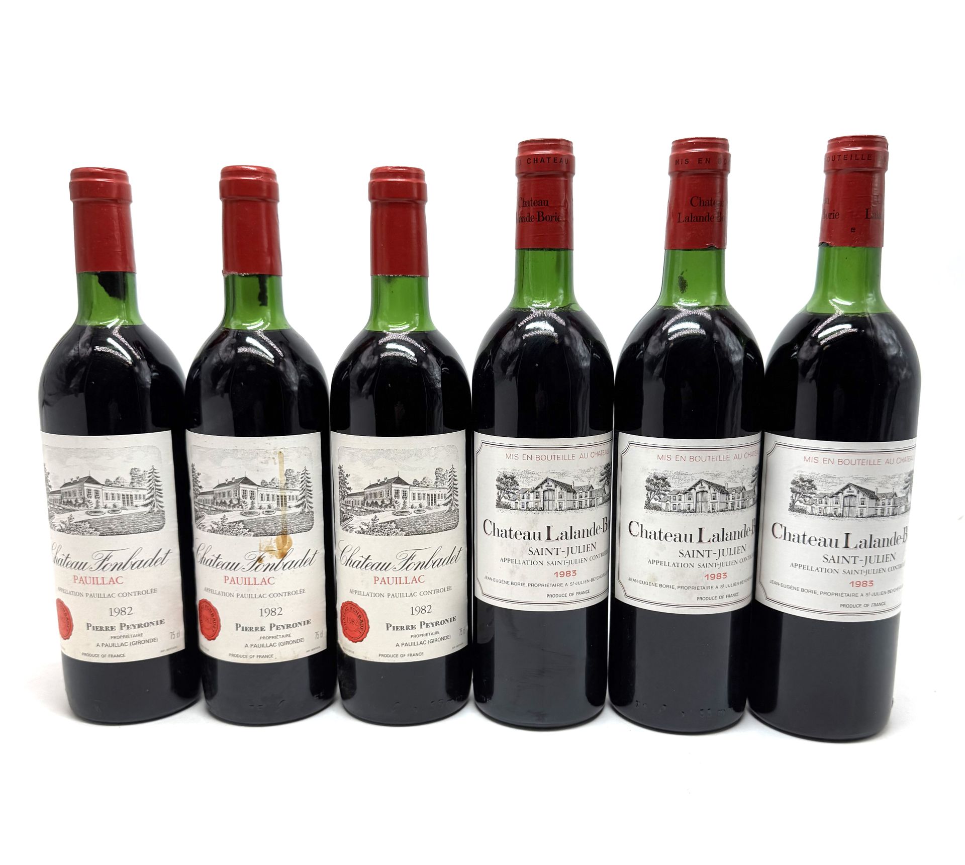 3 B CHÂTEAU FONBADET (T.L.B; 1 e.t; 1 c.a. côté), Pauillac, 1982

3 B CHÂTEAU LALANDE-BORIE (2 T.L.B; 1 H.E.+; 1 c.a. bas de jupe), Saint-Julien, 1983