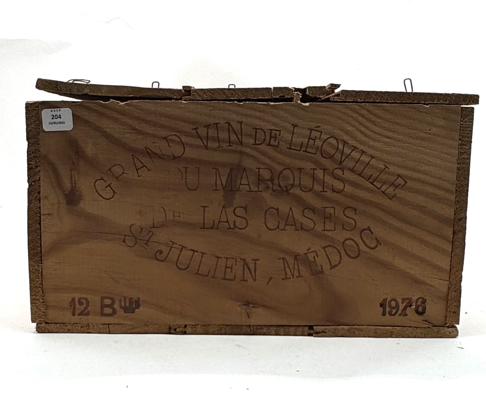 12 B CHÂTEAU LÉOVILLE LAS CASES (Caisse Bois d'origine) (2 T.L.B.+ ; 5 T.L.B. et 5 H.E.+), GCC2 Saint-Julien, 1976