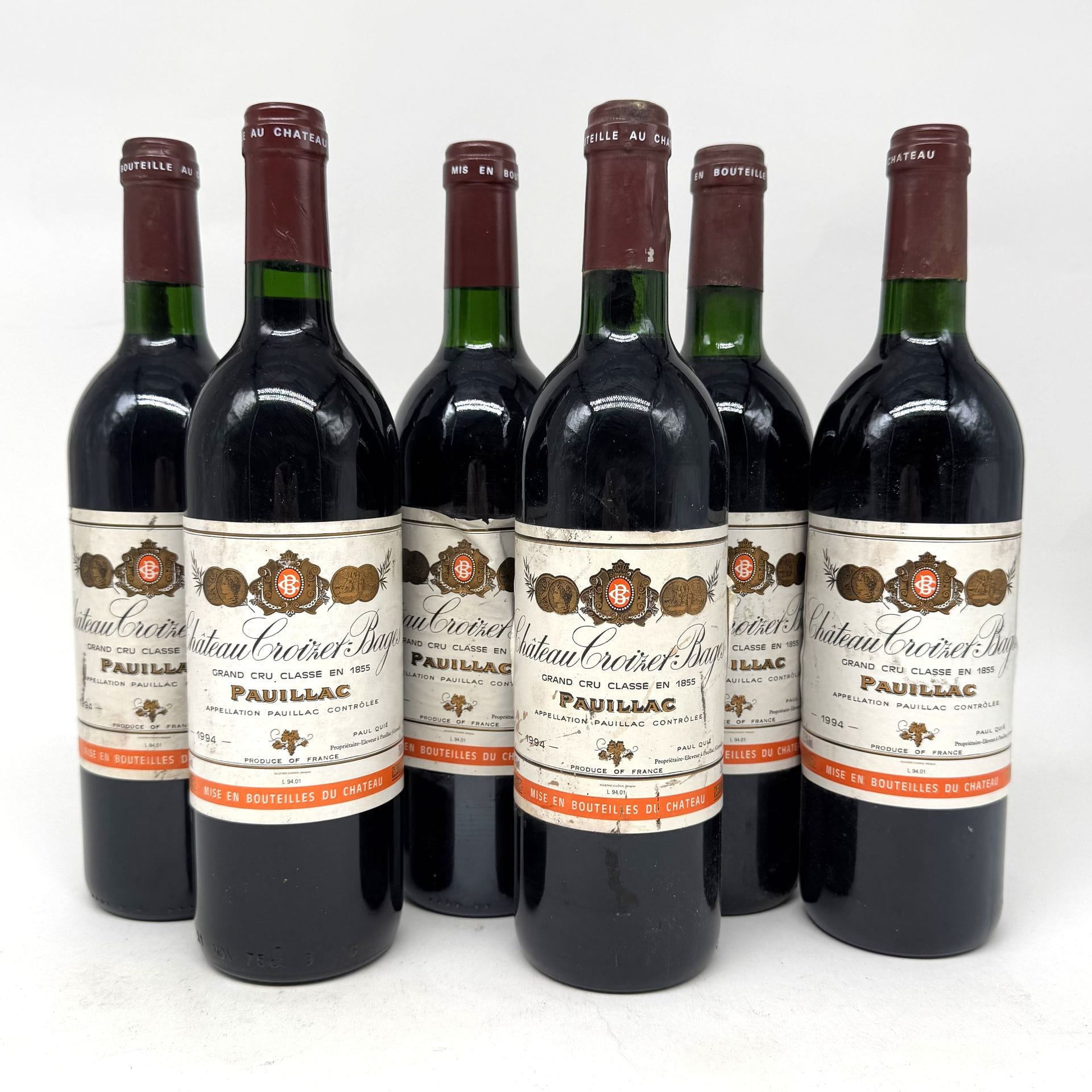 6 B CHÂTEAU CROIZET BAGES (1 B.G; 2 T.L.B.+; 1 T.L.B; e.t.h. dont 1 e.a.), GCC5 Pauillac, 1994