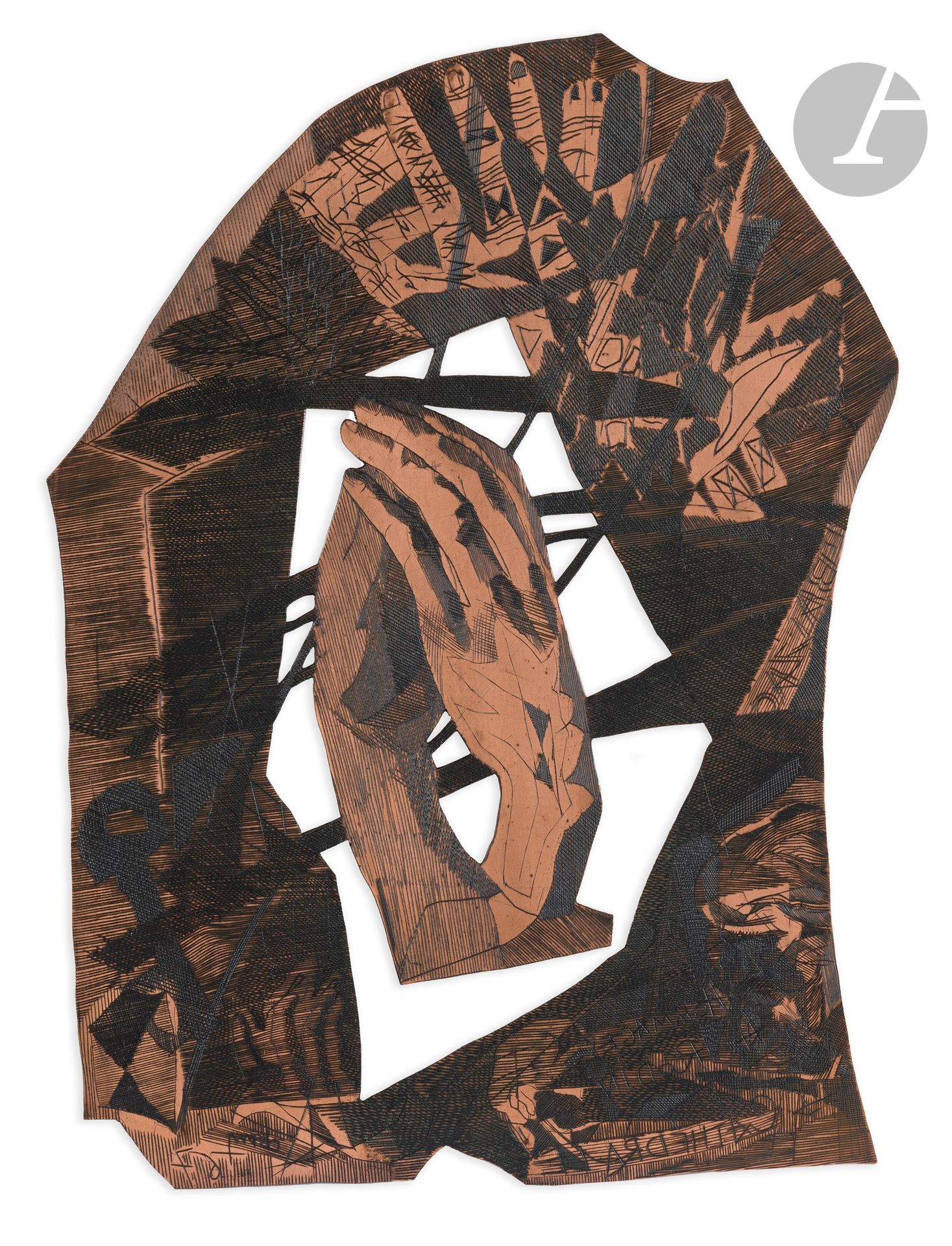 Henri-Georges Adam (1904-1967) 
Cathedral. (Pl. for the collective album Hommage à Rodin, 1967). Copper cut and etched. 370 x 540. Signed and dated lower left on reverse. Inked and varnished. 

Provenance:
Atelier Leblanc, printer.
