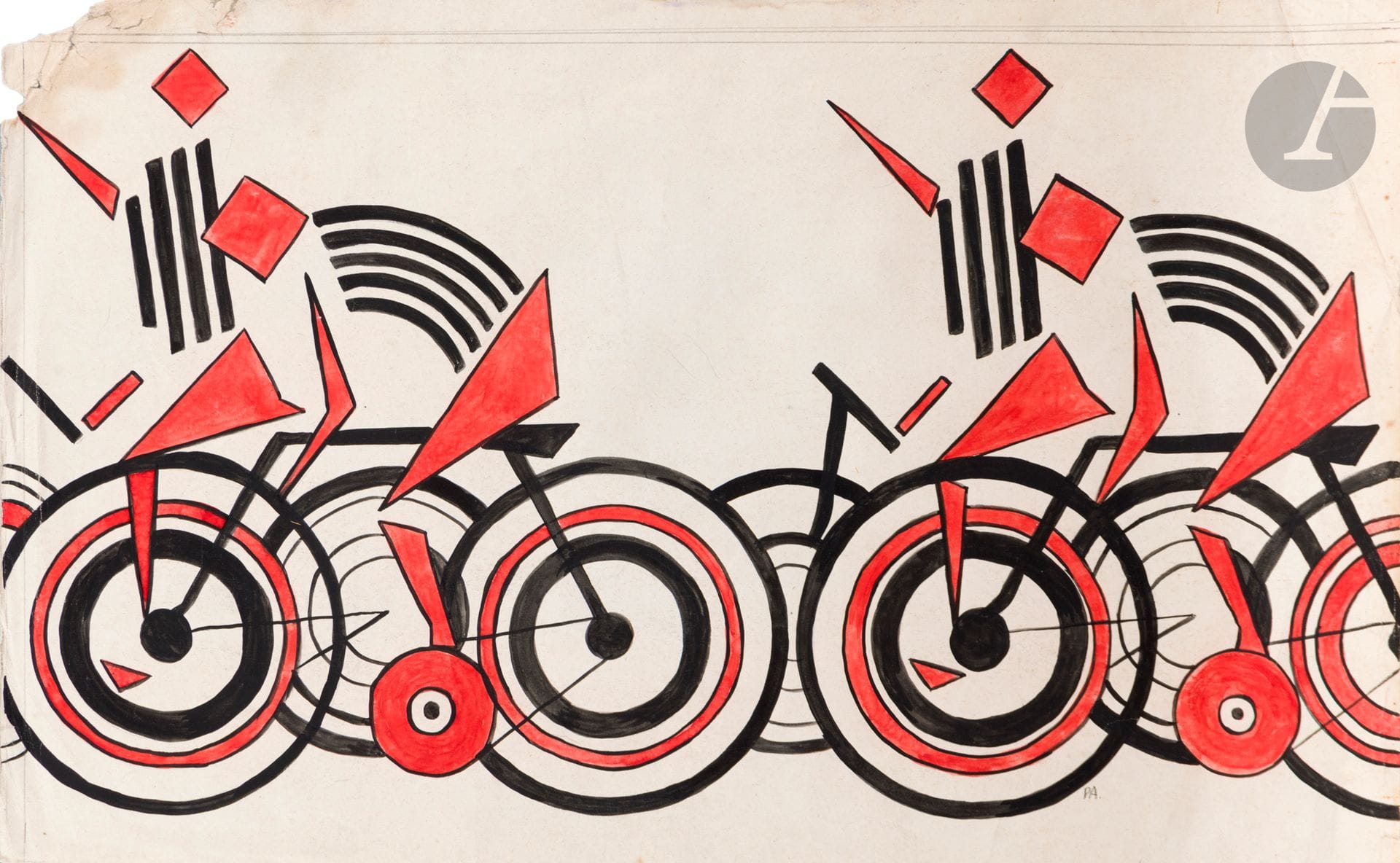 Rosalia Moïsseevna RABINOVITCH (1895-1988)
Cyclistes
Gouache sur papier.
Monogrammée en bas sur la droite.
34 x 55 cm

[ART RUSSE]