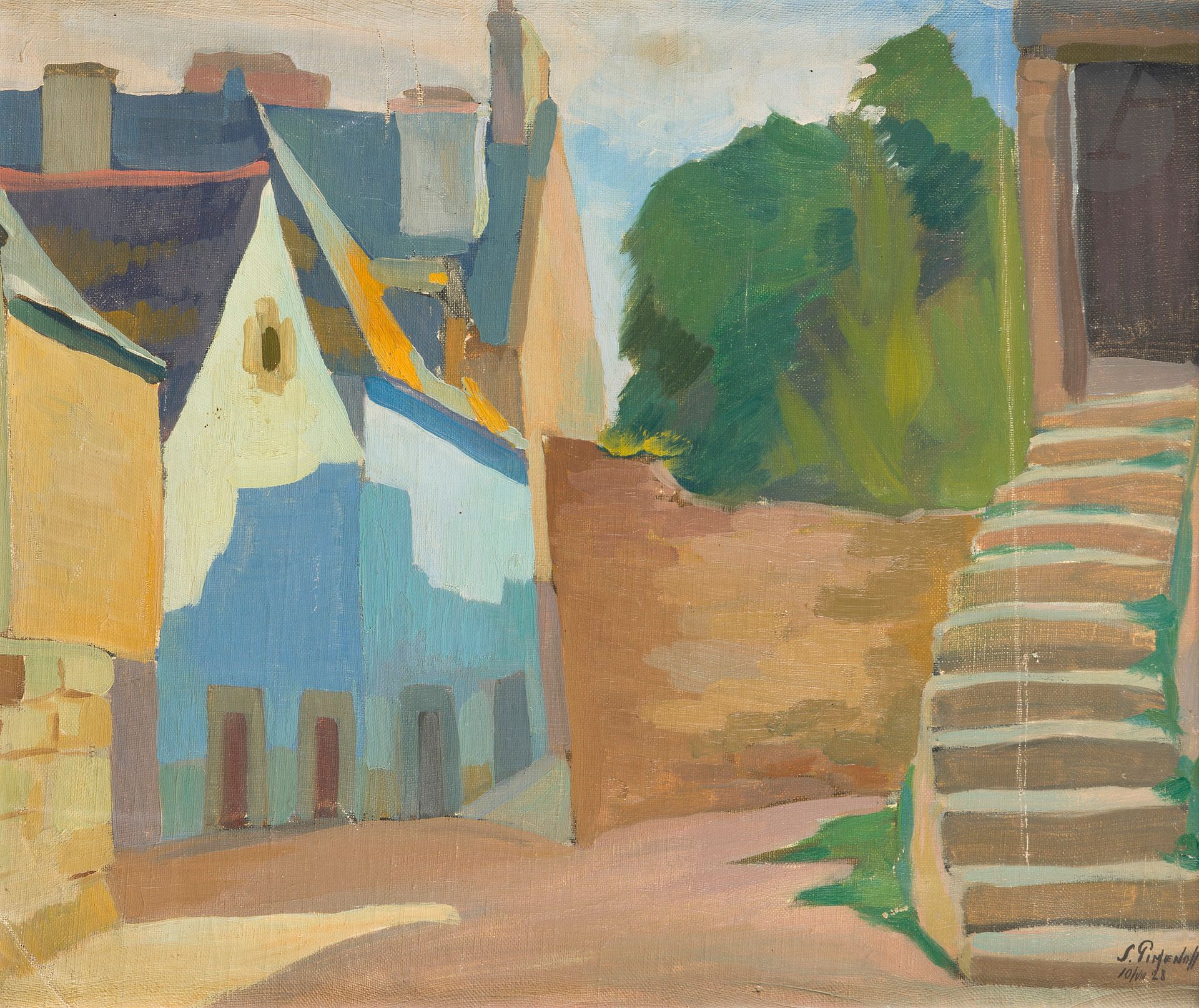 Sergueï Nikolaevitch PIMENOFF (1895-1960)
Paysage, 1928
Huile sur toile.
Signée et datée en bas à droite.
45 x 54,5 cm

[ART RUSSE]
