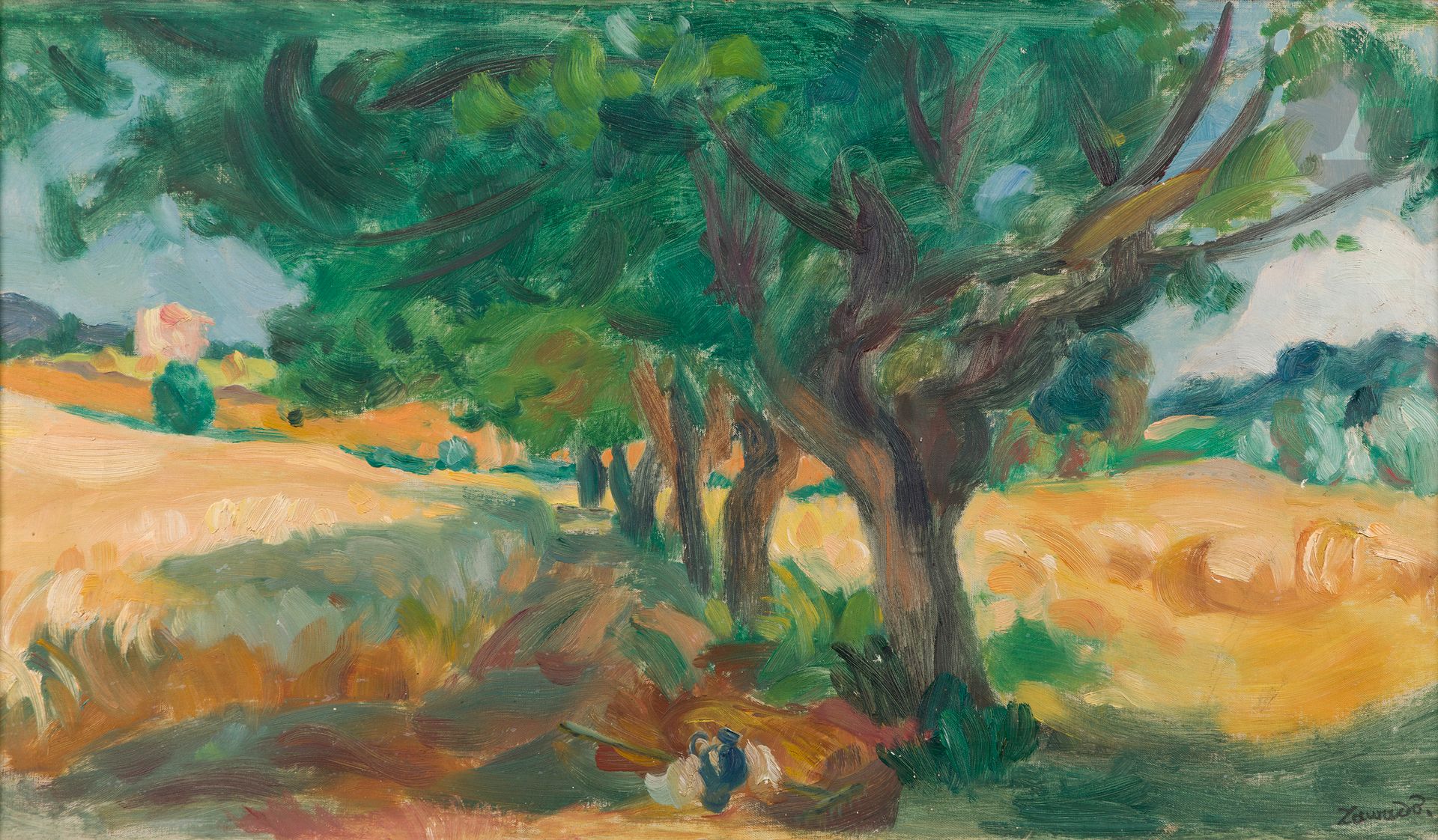 Jan-Waclaw Zawadowski, dit ZAWADO (1891-1982)
Paysage près d’Orcel, vers 1930
Huile sur toile.
Signée en bas à droite.
42 x 72 cm

[POLONICA, ART POLONAIS]