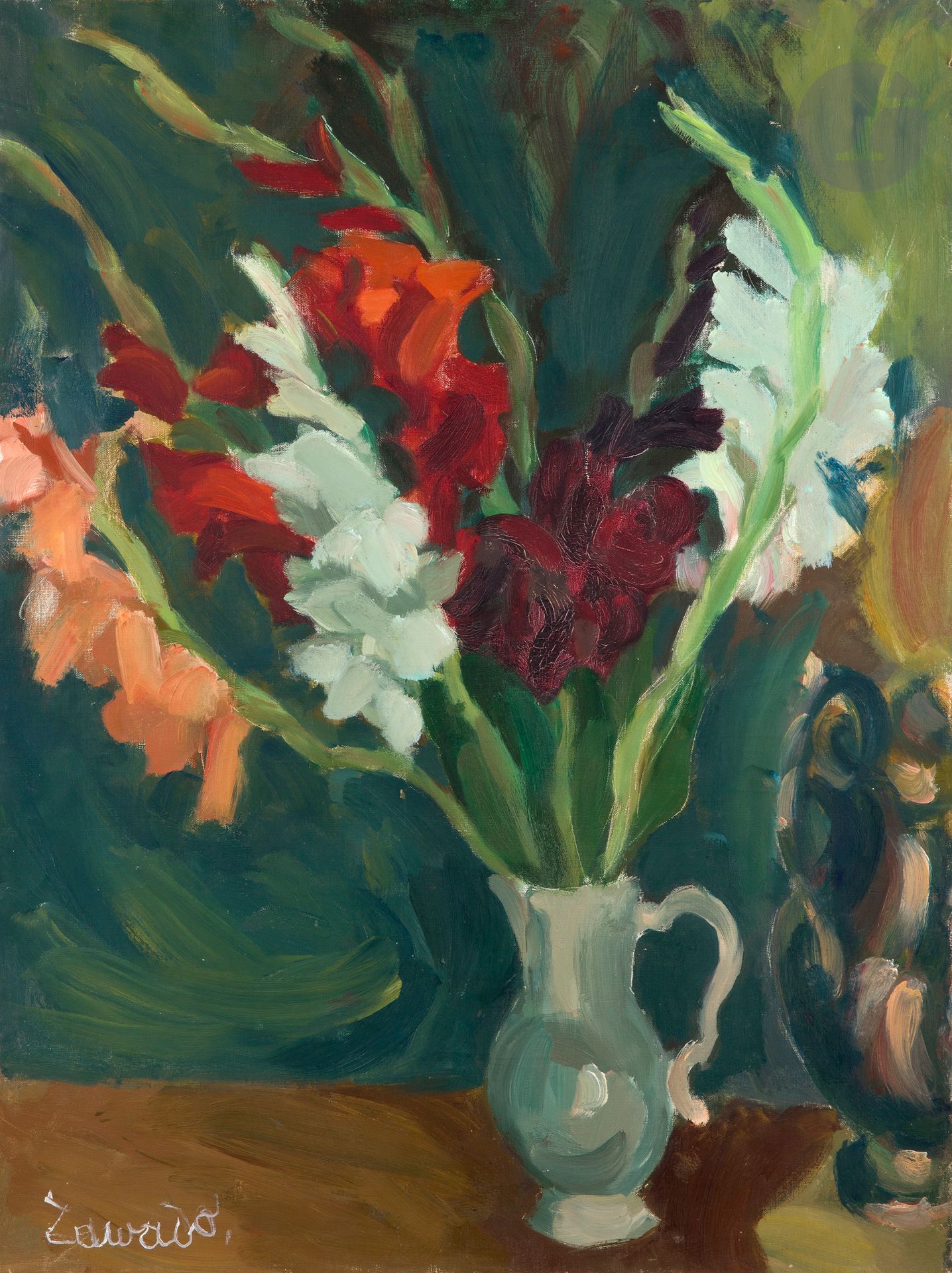 Jan-Waclaw Zawadowski, dit ZAWADO (1891-1982)
Bouquet de glaïeuls dans un vase, vers 1930
Huile sur toile. 
Signée en bas à gauche.
73 x 54 cm

[POLONICA, ART POLONAIS]