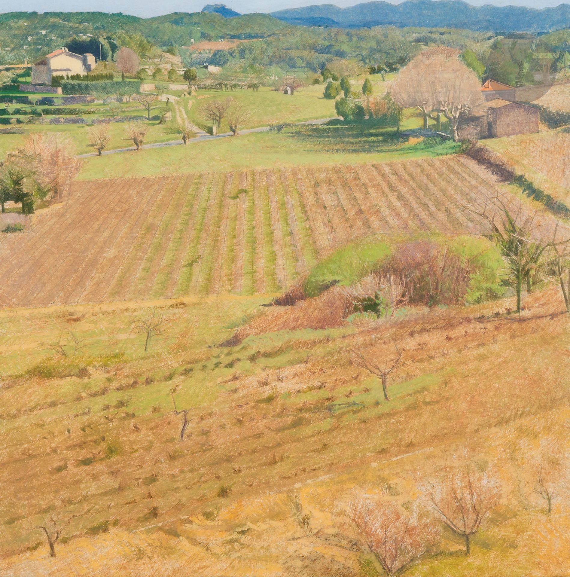 Jean-Michel BACQUET (b. 1956)
La Grand'Vigne, spring afternoon, 1988-1991
Oil on paper mounted on wood.
Signed and dated on the back.
20 x 20 cm

Provenance : 
Galerie Claude Bernard, Paris (label on mount).

Exhibition: 
Galerie Forni, Bologna, January 11 - February 7, 1992.

We would like to thank Mr. Jean-Michel Bacquet for the information he provided.