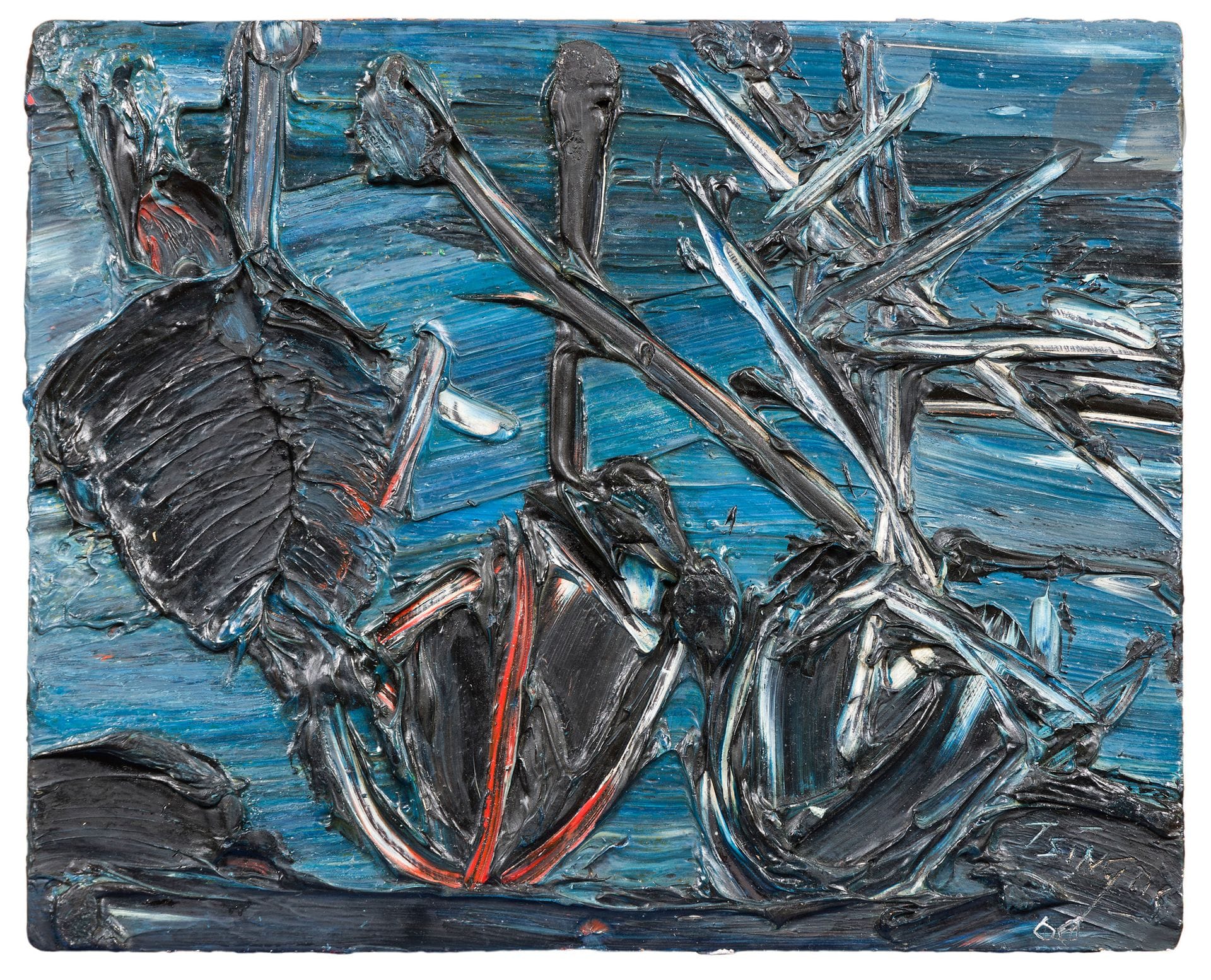 Thanos TSINGOS [grec] (1914-1965)
Bateaux, 1960
Huile sur isorel.
Signée et datée en bas à droite.
(Coins usés, carton collé et restaurations).
22 x 27 cm

Provenance : 
- Galerie des 4 saisons, Paris (mention au dos).
- Collection particulière, Paris 6e.