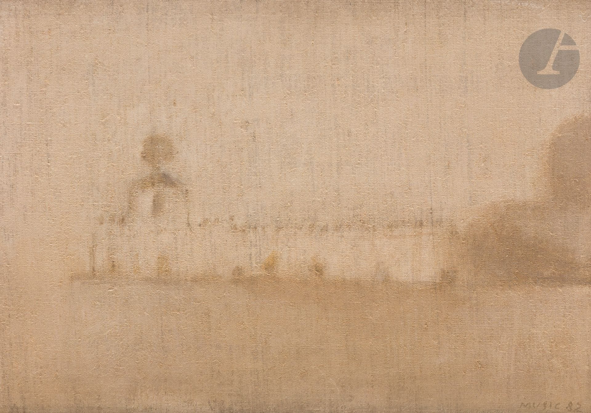 Zoran MUSIC [slovène] (1909-2005)
La Dogana, 1982
Huile sur toile.
Signée et datée en bas à droite.
Signée, datée et titrée au dos.
46 x 65 cm

Provenance : 
- Galerie Claude Bernard, Paris (étiquette sur le châssis).
- Collection Madame W, Paris, 6e.

Exposition : 
Biennale de Venise, 1982 (étiquette au dos).