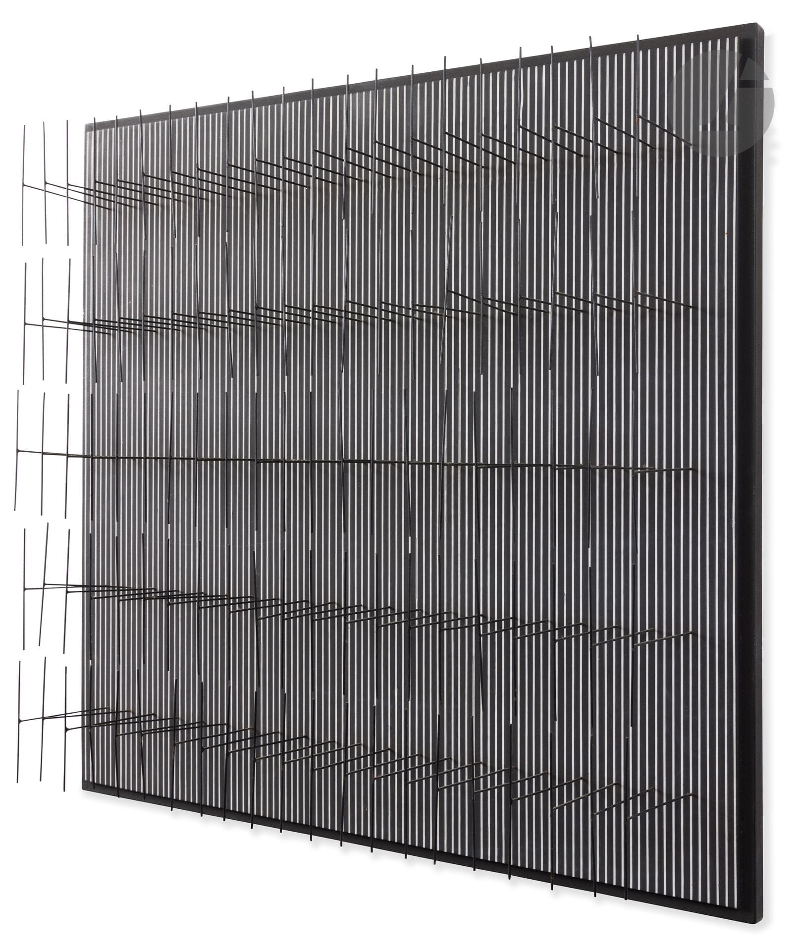 Jesús-Rafael SOTO [Venezuelan] (1923-2005)
Tes - todo negro, 1976
Acrylic on panel and lacquered metal rods.
Signed, dated and titled on back.
60 x 60 x 12 cm
 
Provenance : 
Gaston Diehl Collection. By descent.

Exhibition:
Gaston Diehl (1912-1999), Un homme, une empreinte, Venezuela Art Promotion, Fondation National des Arts Graphiques et Plastiques, Hôtel Salomon de Rothschild, Paris, December 24 - 31, 2000.

A certificate from the Comité Soto, dated September 26, 2024, will be given to the buyer.