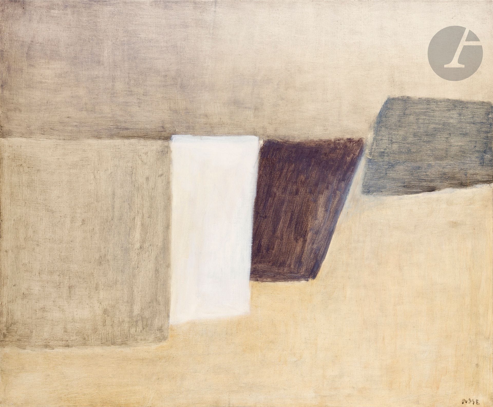 Geneviève ASSE (1923-2021)
Landscape, 1959
Oil on canvas.
Signed lower right.
Signed, dated and titled on the back.
60 x 73 cm

Provenance : 
Monique Faux Collection, Reims.

This work will appear in the archives of the Catalogue Raisonné of Geneviève Asse currently being prepared by Monsieur Antoine Laurentin.