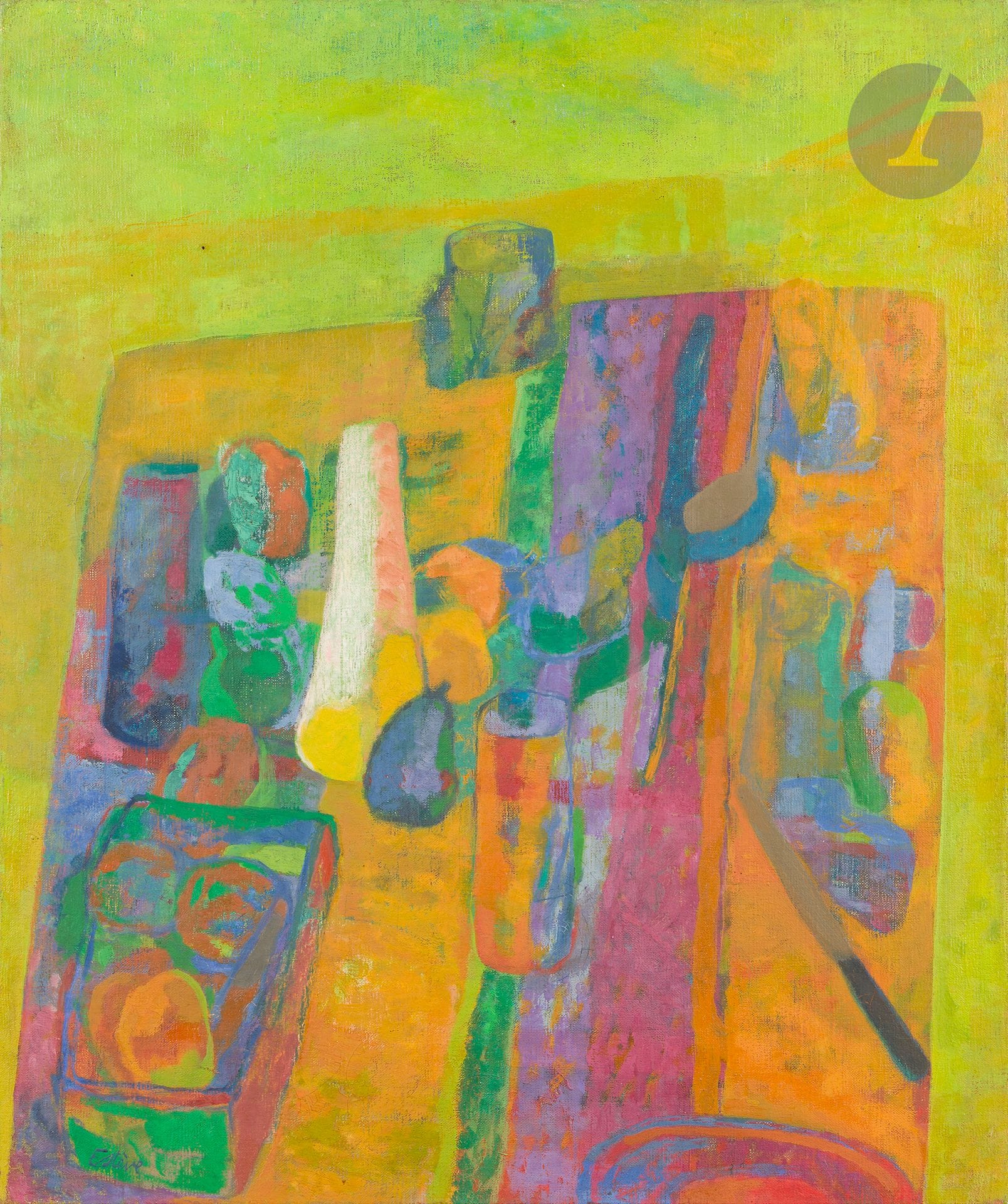 Maurice ESTÈVE (1904-2001)
Fruits au tapis, 1943
Huile sur toile.
Signée en bas à gauche.
Signée, datée et titrée au dos. 
65 x 54 cm

Provenance : 
- Galerie Louis Carré, Paris (étiquette au dos).
- Collection Gabriel Dessus. Par descendance.

Bibliographie : 
Monique Prudhomme-Estève et Robert Maillard, Estève, Catalogue Raisonné de l’œuvre peint, Lausanne, Ides et Calendes, 2000, n° 195, reproduit p. 219.