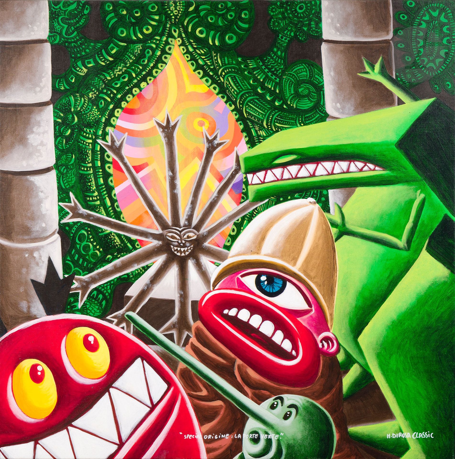 Hervé DI ROSA (born 1959)
Special Origin: The Green Door
Acrylic on canvas.
Signed lower right.
Titled at foot.
107 x 107 cm