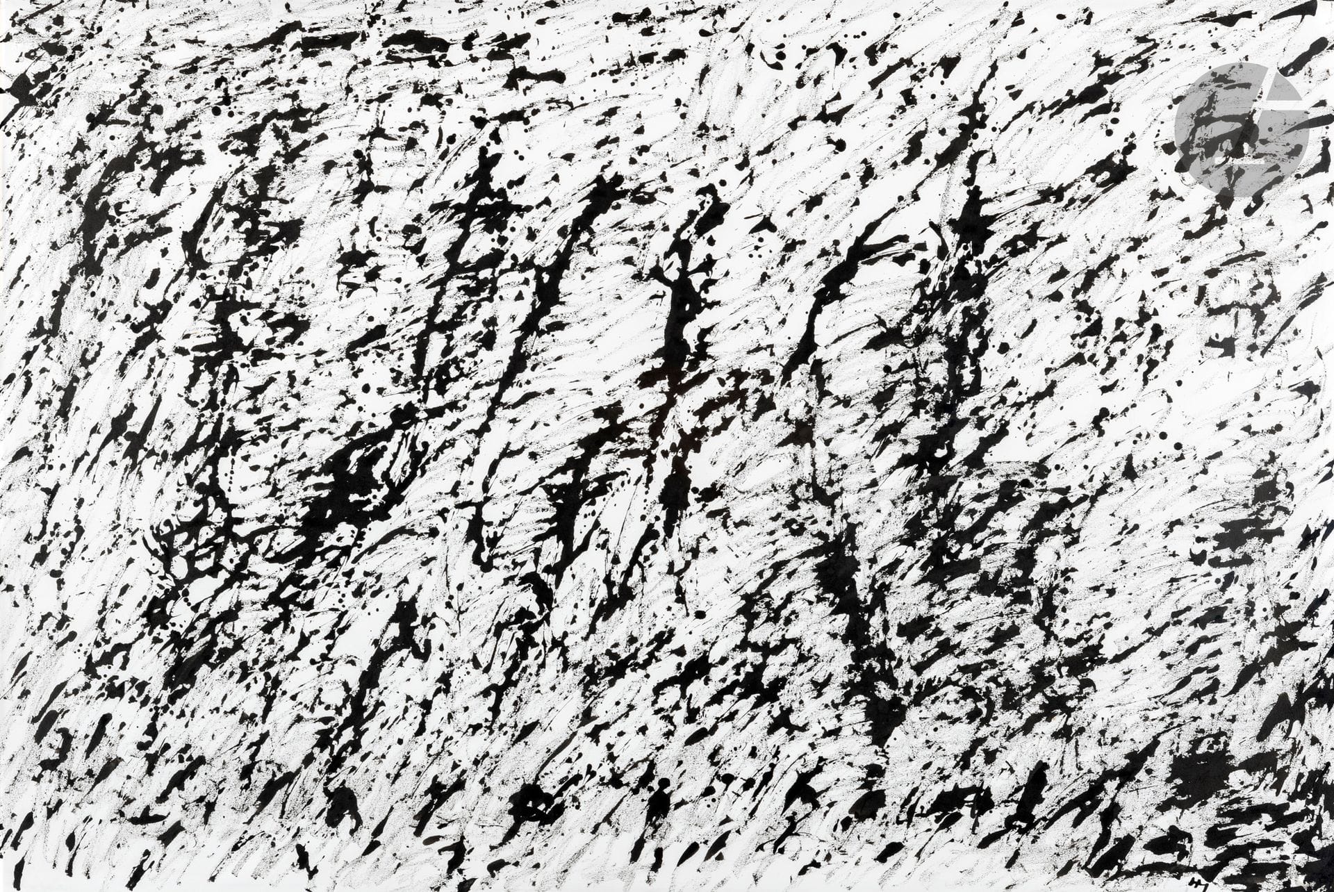 Henri MICHAUX (1899-1984)
Untitled, 1976
India ink on prepared paper.
Monogrammed lower right.
100 x 150 cm

Provenance : 
Sale Maîtres Calmels-Cohen, Hôtel Drouot, Paris, April 3, 2006, no. 159.

Exhibitions :
- Henri Michaux: Icebergs, Circulo de Bellas Artes, Madrid, September 28 - December 2006.
- Centro Andaluz de Arte Contemporanea, Seville, continuation of the CBA exhibition, Madrid, January 18 - March 18, 2007.

This work will be included in the Catalogue Raisonné being prepared by Micheline Phankim, Rainer Michael Mason and Franck Leibovici.