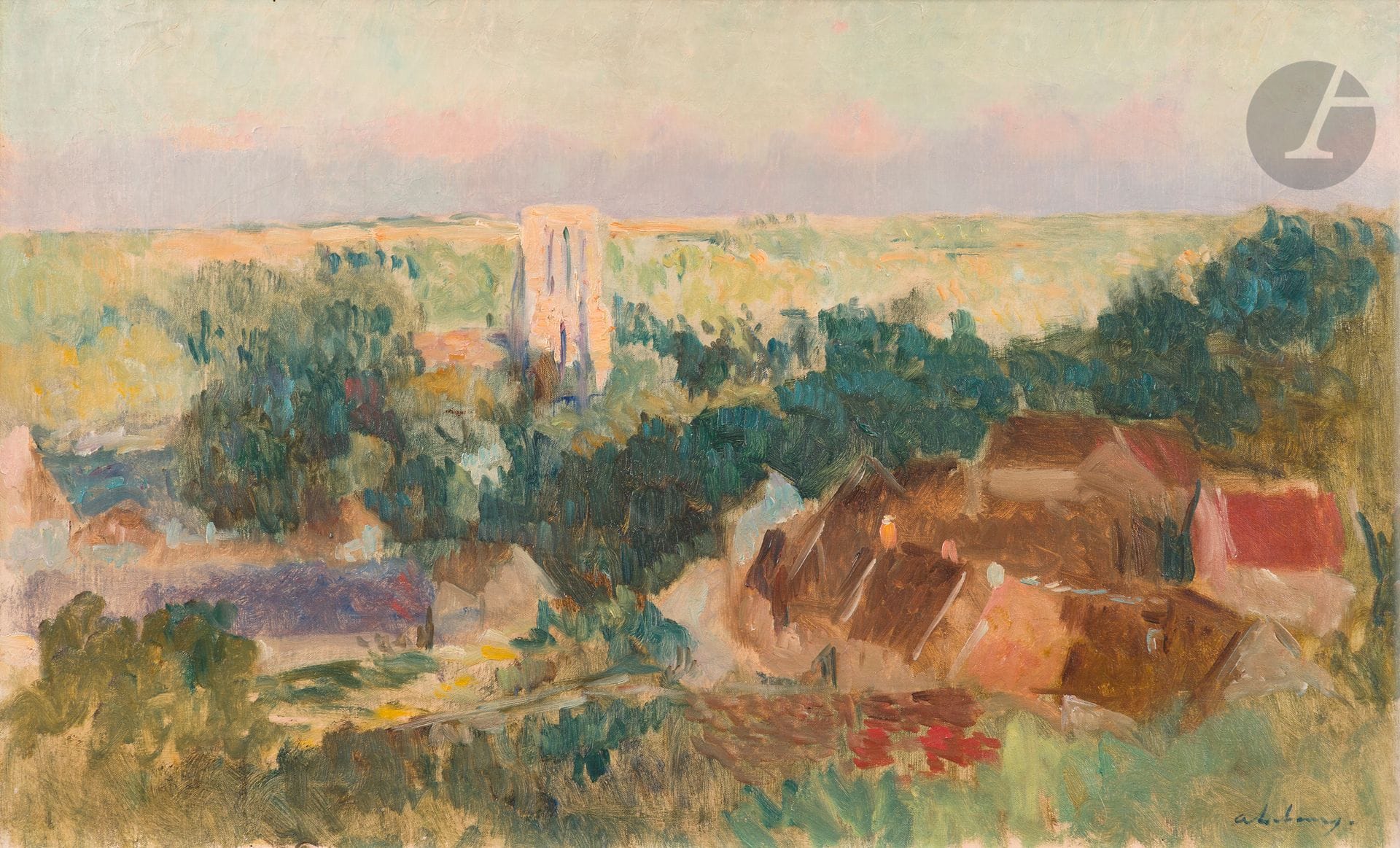 Albert LEBOURG (1849-1928)
Vue de Chalou-Moulineux
Huile sur toile.
Signée en bas à droite.
40,5 x 65 cm