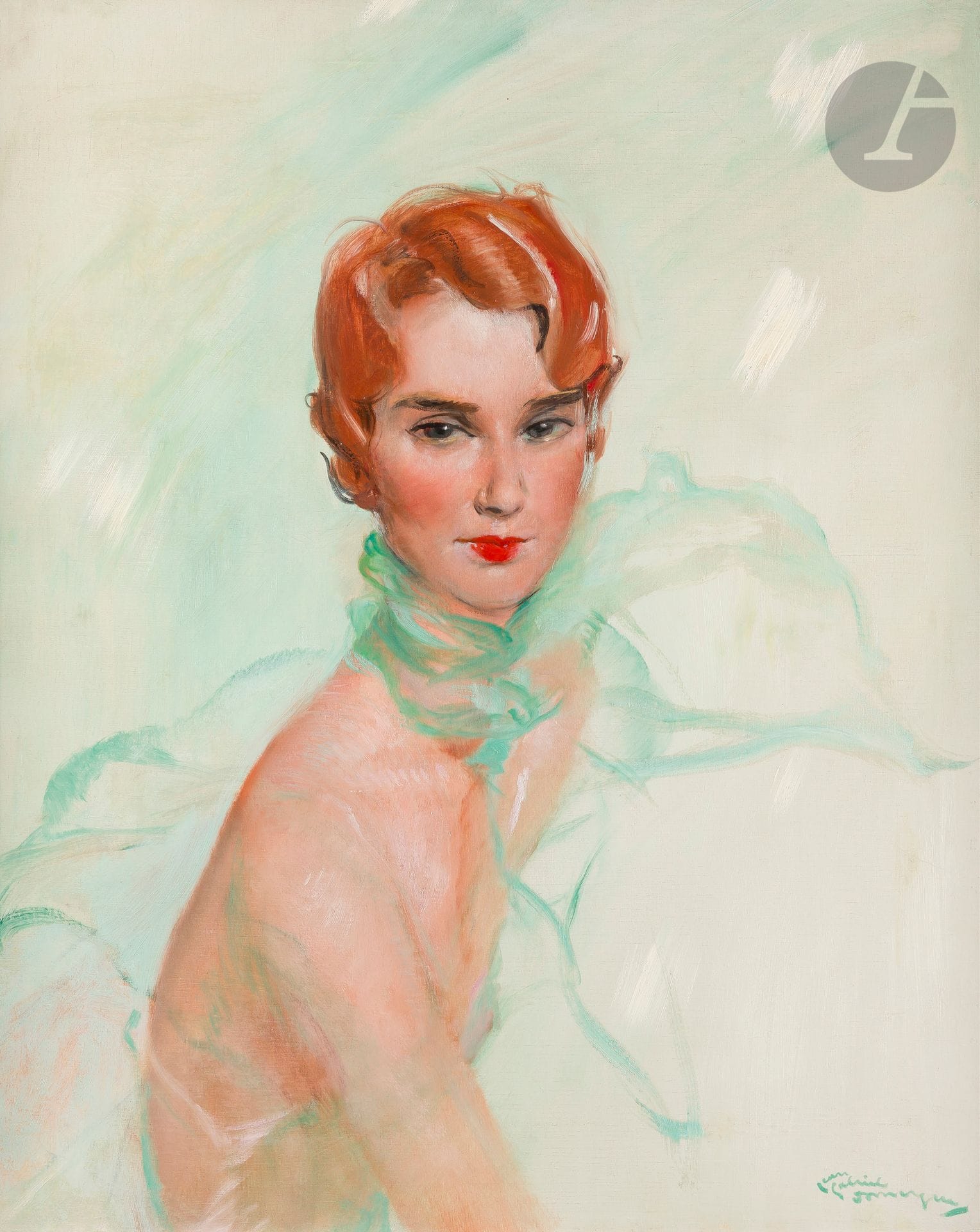 Jean-Gabriel DOMERGUE (1889-1962)
Portrait de Madame Jean Pascaud
Huile sur toile.
Signée en bas à droite.
77 x 65 cm

Provenance :
Famille du modèle.