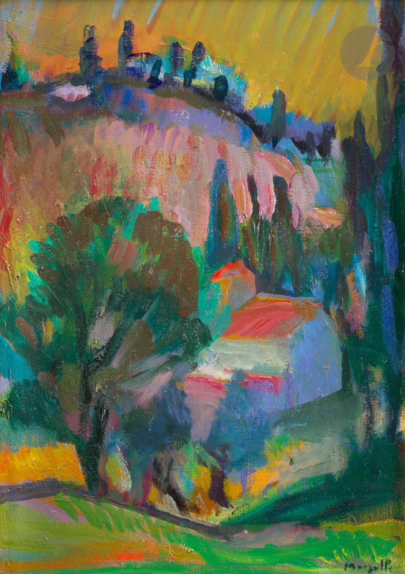 Jean MARZELLE (1916-2005)
Ferme en Toscane
Huile sur toile.
Signée en bas à droite.
33 x 24 cm

Nous remercions Monsieur Jean-Pierre Joubert et Madame Clotilde Scordia d'avoir confirmé l'authenticité de cette œuvre et pour les informations qu'ils nous ont transmises. Cette œuvre sera incluse au catalogue raisonné en cours de préparation.