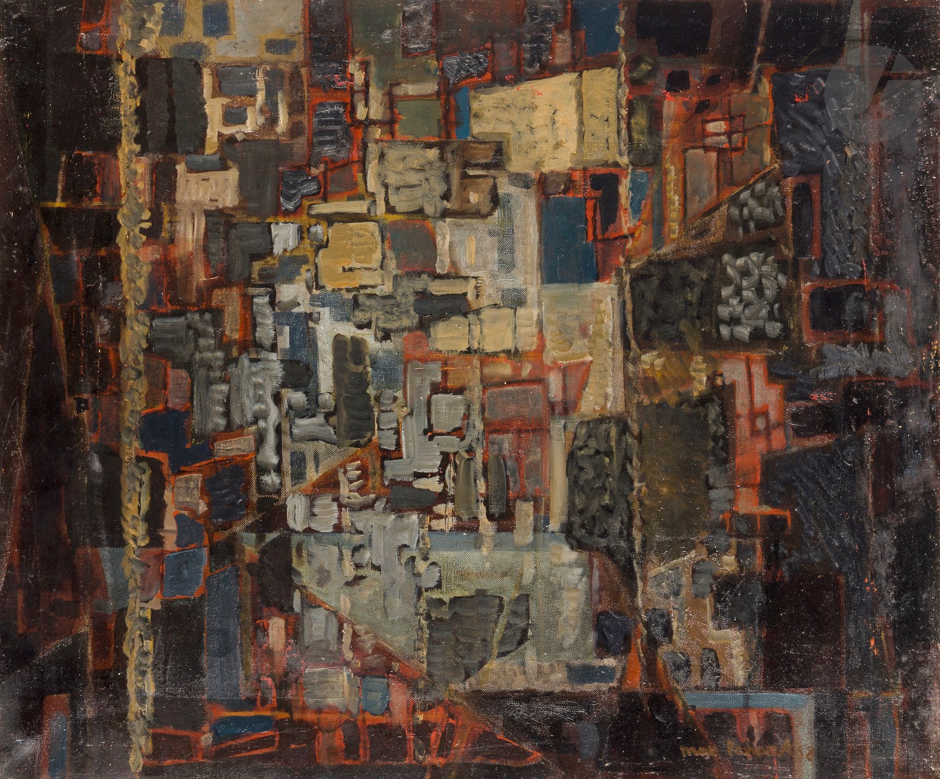 Max PAPART (1911-1994)
The City, 1958
Oil on canvas.
Signed and dated lower right.
Signed, dated and titled on the back.
60 x 73 cm
