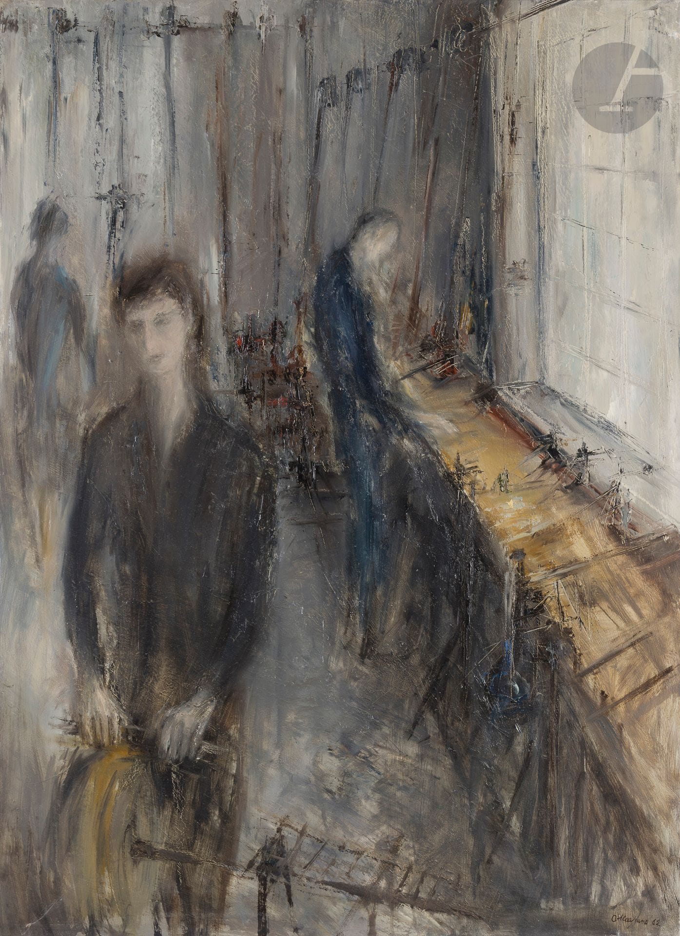 Jack OTTAVIANO (1924-1988)
In the Studio, 1962
Oil on canvas.
Signed lower right.
100 x 73 cm