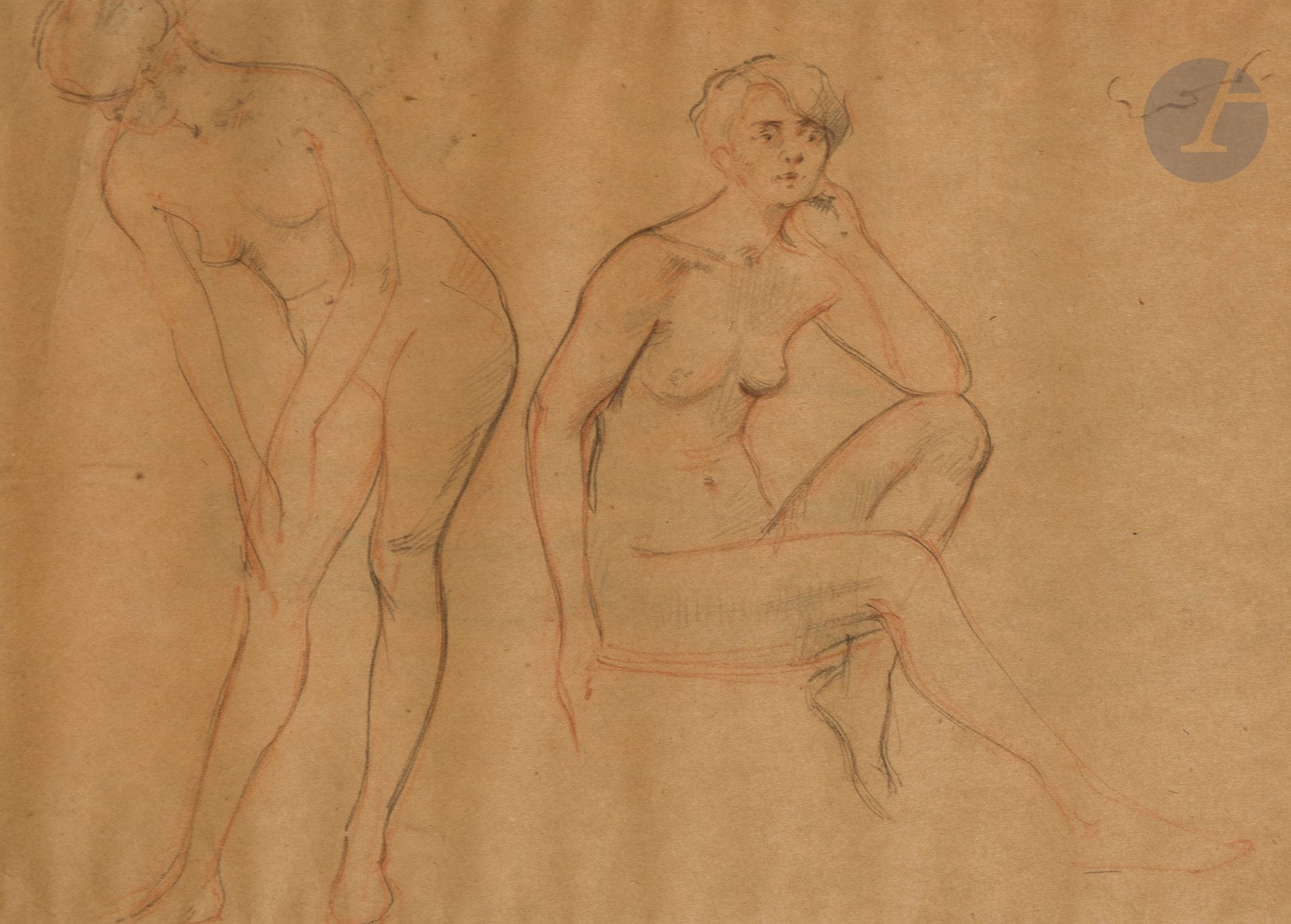 Émile-Othon FRIESZ (1879-1949)
Études de femmes nues
Sanguine et crayon noir.
Signée en haut à droite.
20.5 x 28.5 cm