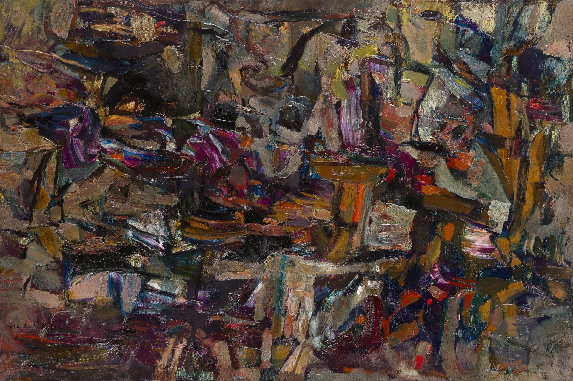 Louis NALLARD (1918-2016)
Les Raisins de Tigirt, 1961
Huile sur toile.
Signée en bas à gauche.
Datée et titrée au dos.
54 x 81 cm