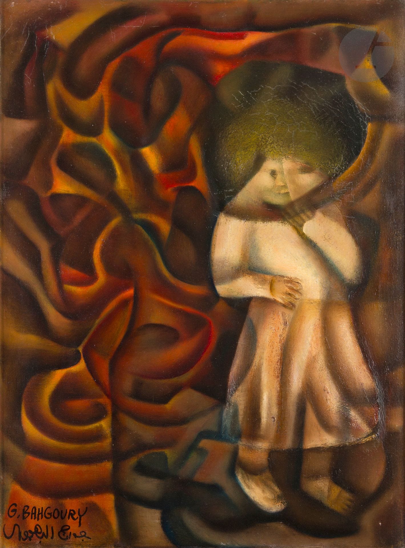 Georges BAHGORY [égyptien] 
(né en 1932)
Lost child
Huile sur toile.
Signée en bas à gauche.
81 x 60 cm

Provenance : 
Woodstock Gallery, Londres (étiquette manuscrite sur le châssis).