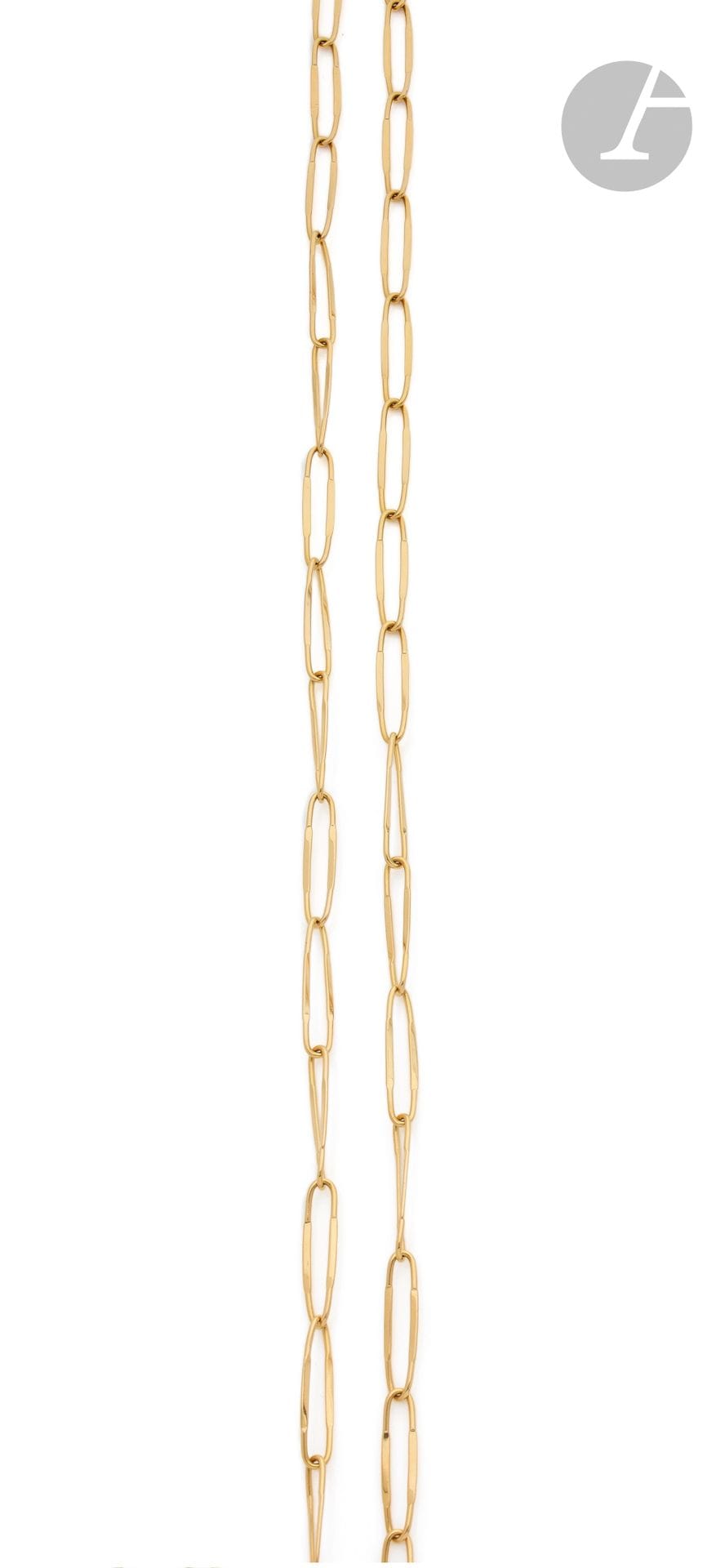 POMELLATO
Sautoir en or 18K (750) articulé de maillons oblongs. Signé et numéroté. Travail italien. Longueur : 88 cm environ. Poids : 36,8 g

A Pomellato necklace
