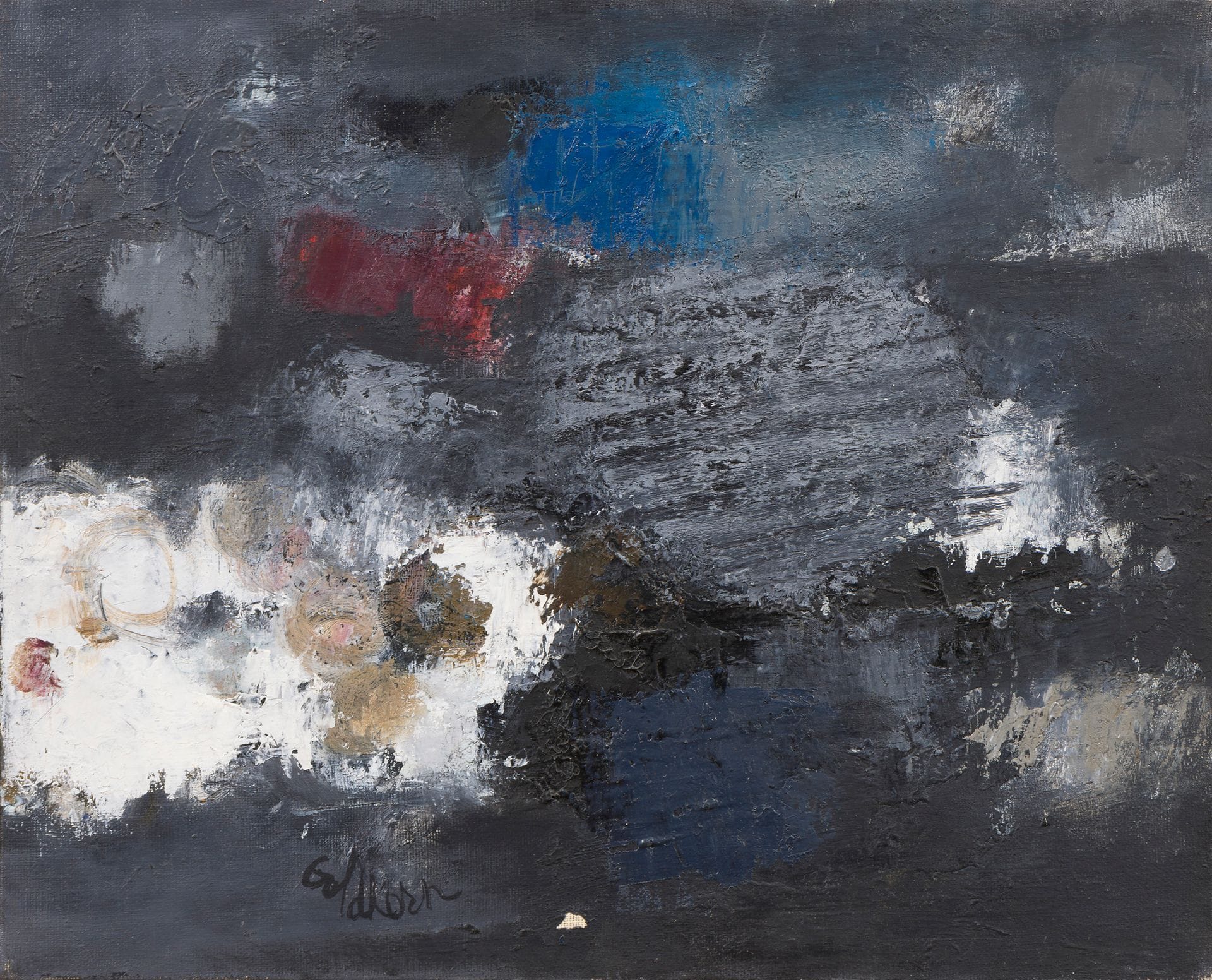 Georges GOLDKORN [franco-polonais] (1905-1977)
Composition
Huile sur toile.
Signée en bas à gauche.
(Manques).
33 x 41 cm