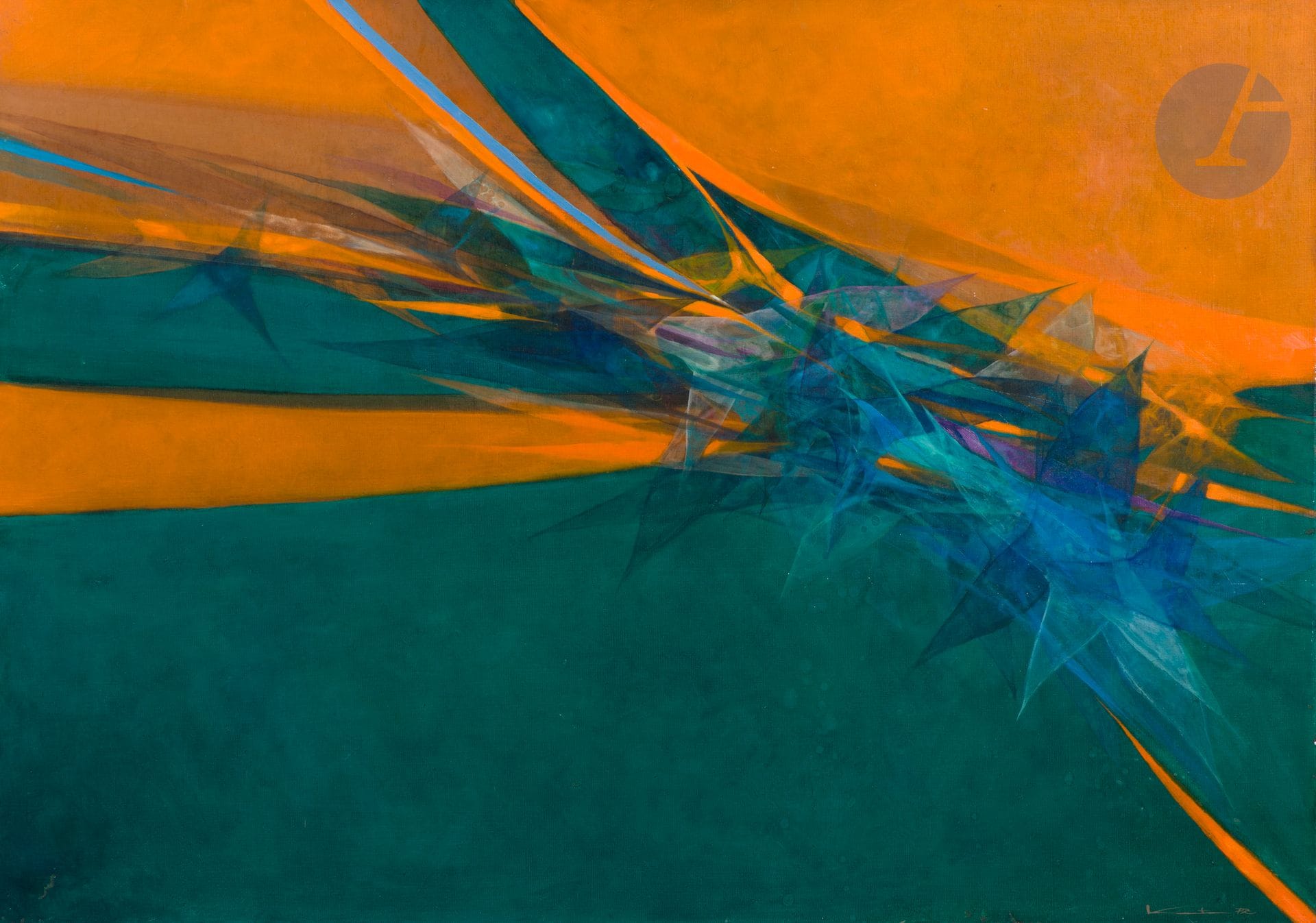 Hajime KATO [japonais] (1925-2000)
Fantaisie, 1972
Huile sur toile.
Signée et datée en bas à droite.
Signée, datée et titrée au dos.
65 x 92 cm